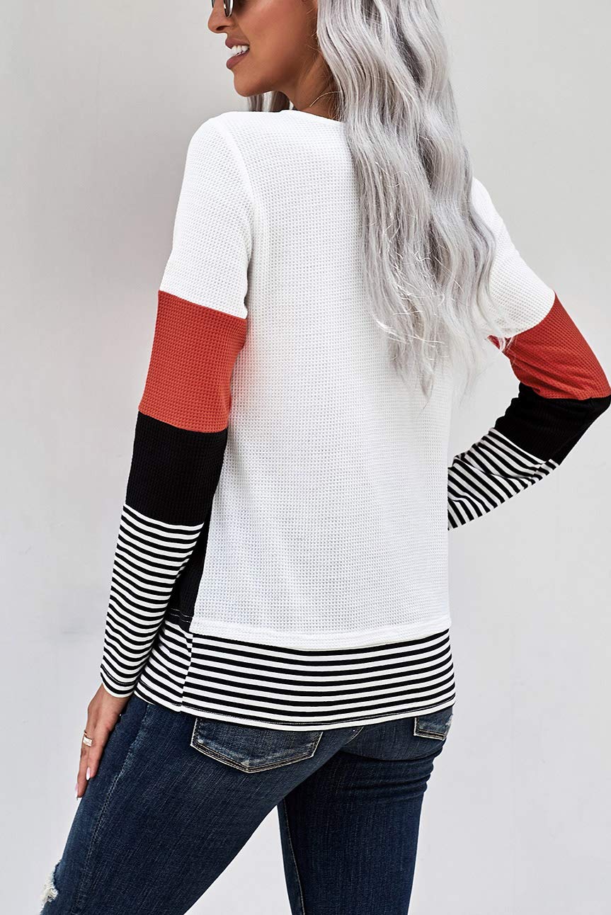 Trendy Women's Long Sleeve Color Block T-Shirts - Stylish Casual & Work Blouse for Everyday Wear | Perfect for Office, Dating & Weekend Outfits