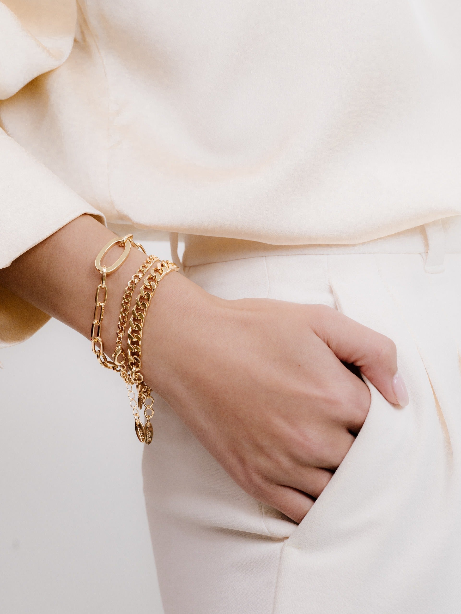 3-Piece Chain Game Bracelet Set for Women - Trendy Stackable Bracelets for Casual Wear, Parties & Gifts