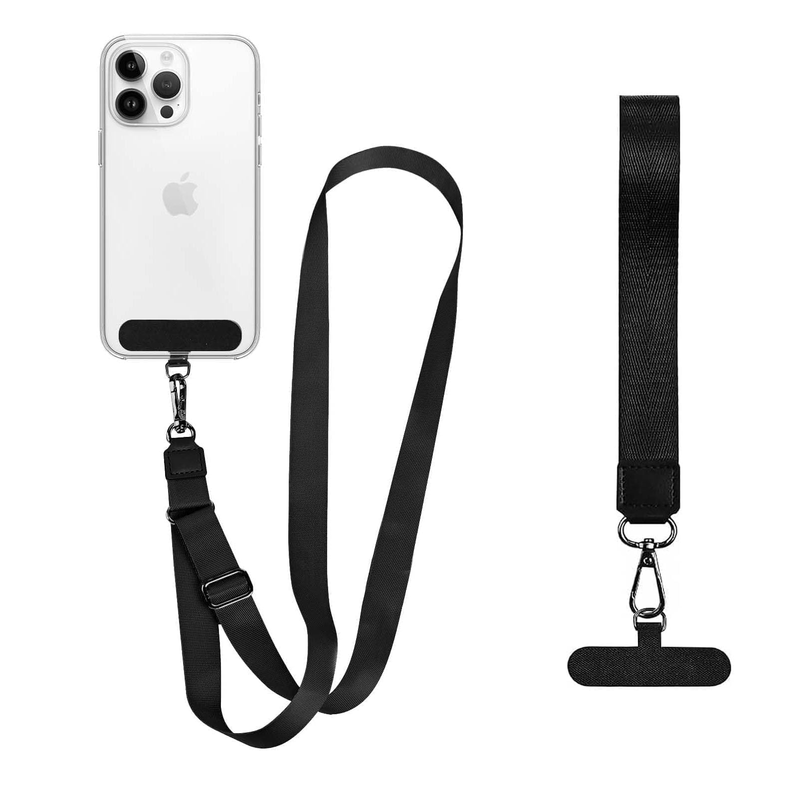 Adjustable Phone Lanyard with Neck/Wrist Strap - Anti-Theft Crossbody Design for Travel & Events (Black)