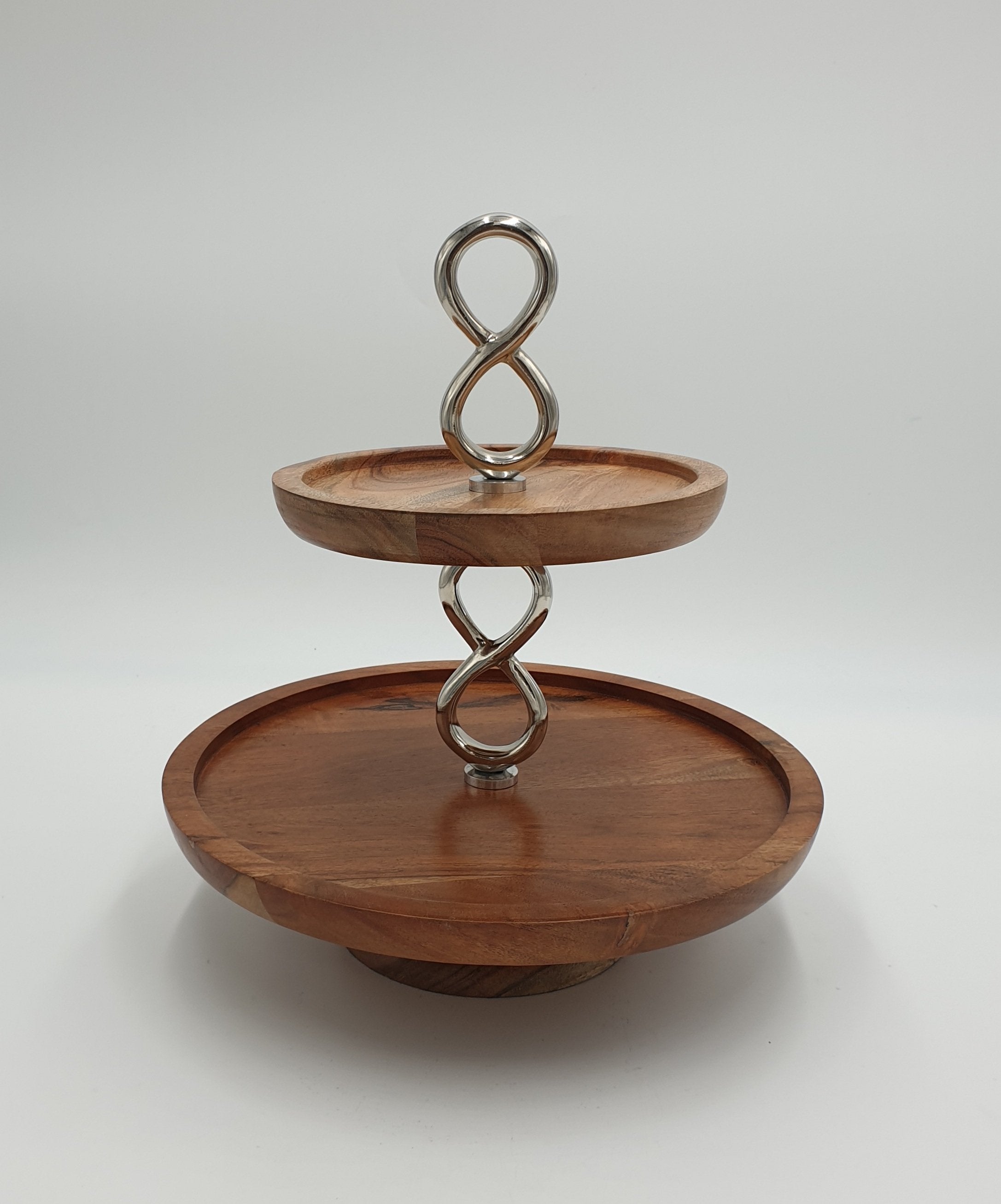 2-Tier Wooden Cake Stand - 8 Pack | Elegant Dessert Display for Weddings, Parties & Afternoon Tea