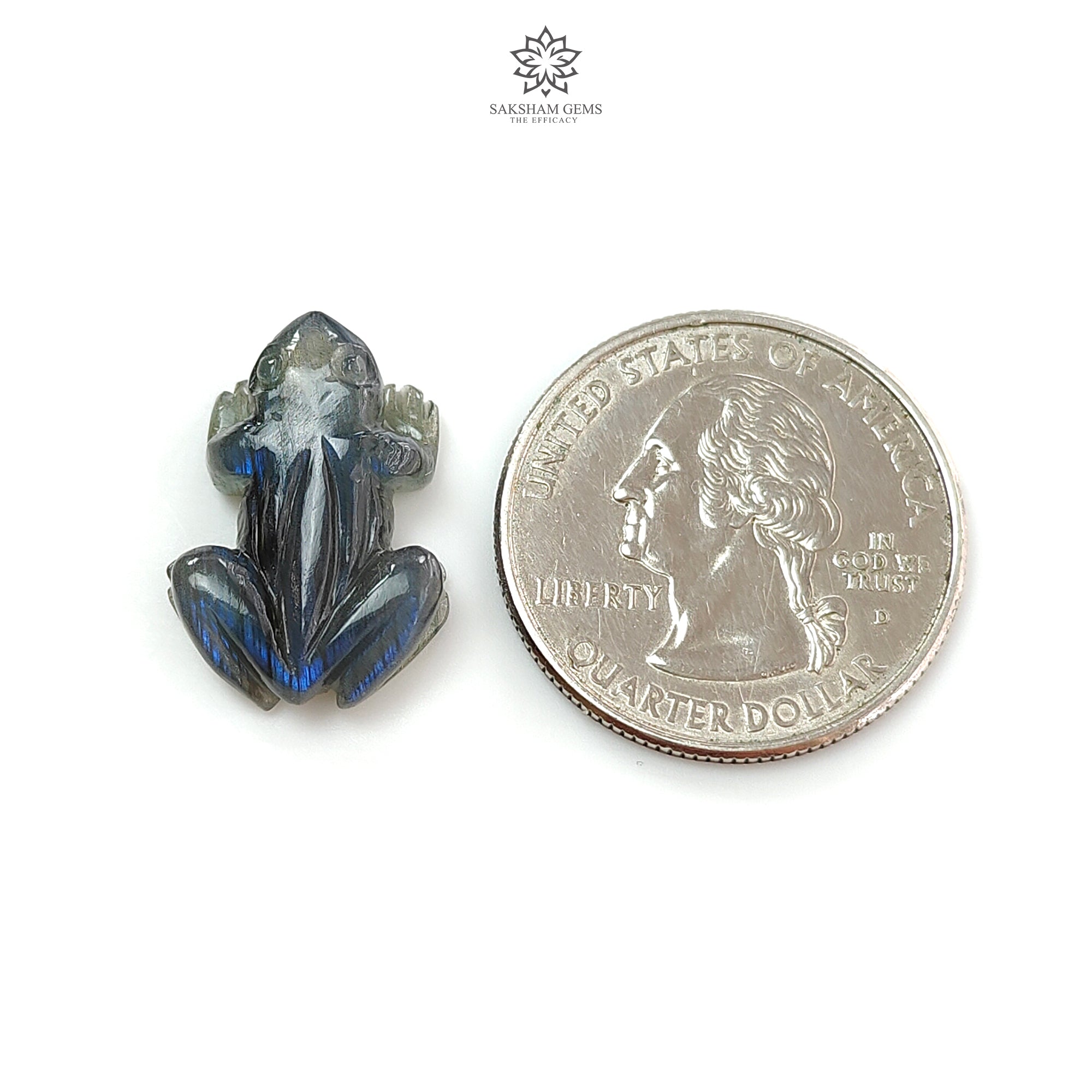 Natural Blue Labradorite Gemstone Carving - 11.80cts Untreated Hand Carved Frog (20x14.5mm) for Jewelry Making, Crystal Healing & Spiritual Gifts | Unique Gemstone Collectible for Necklace Pendants, Meditation & Energy Work