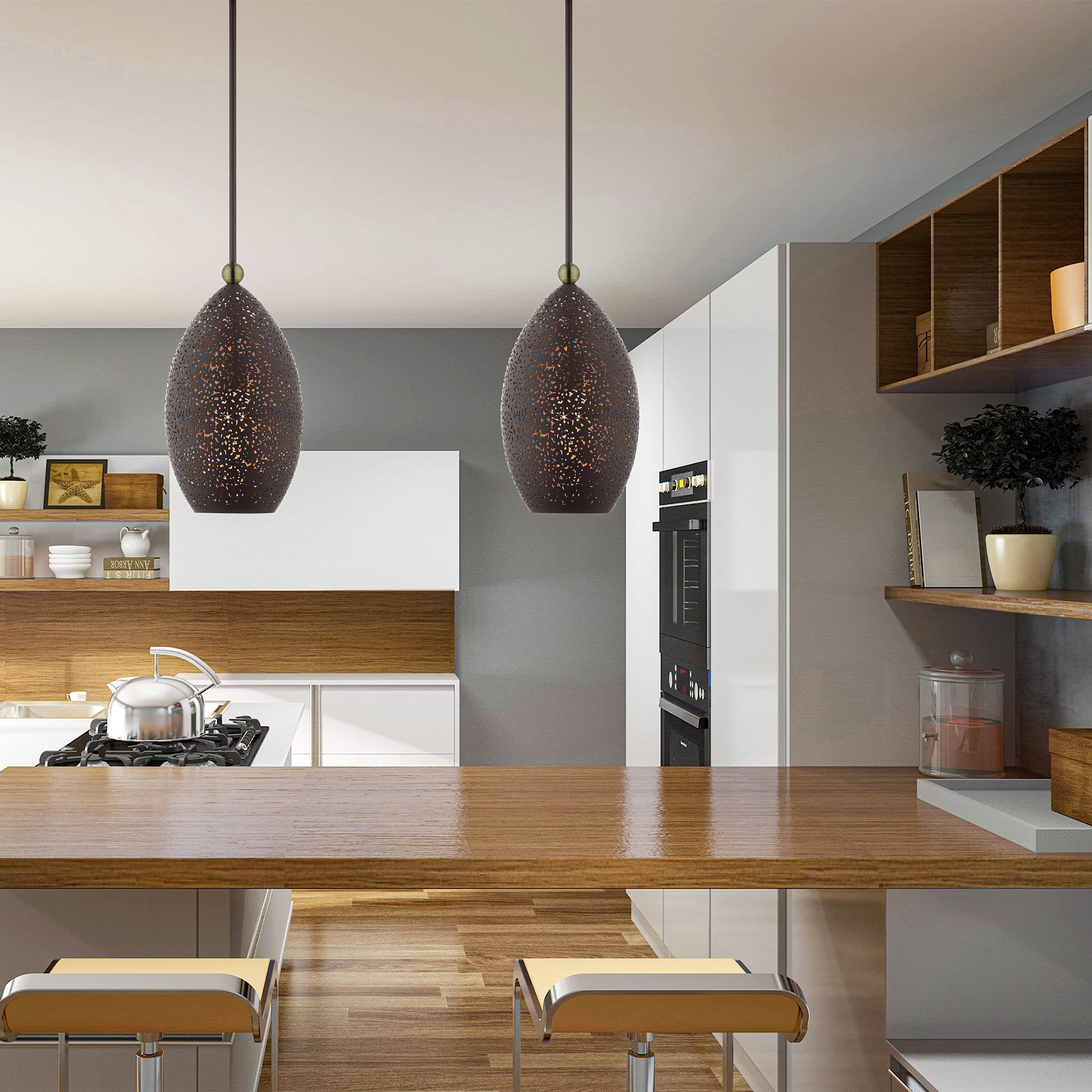 Livex Lighting 49182-80 Nordic Gray Single Light Pendant - Modern Scandinavian Style Ceiling Light for Dining Room, Kitchen Island or Bedroom