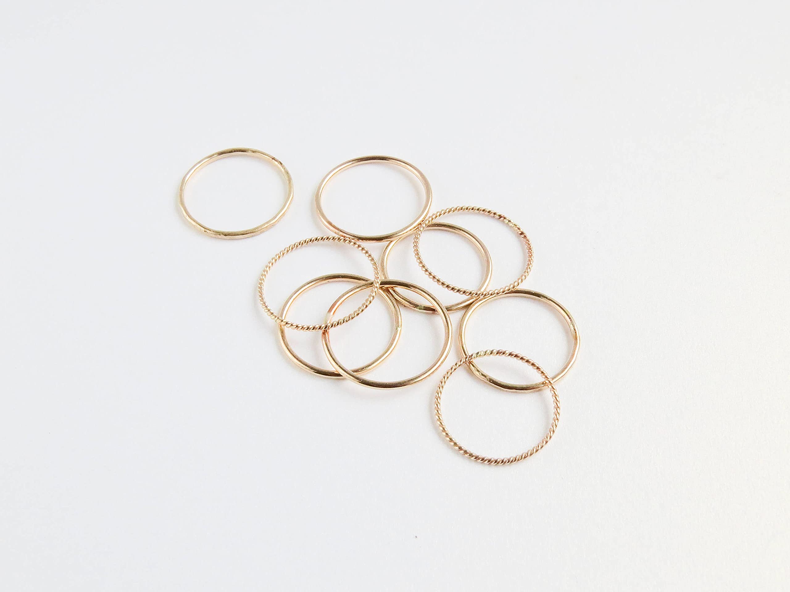 Elegant Gold Stack Rings for Women - Thin Stackable Rings Set, 14K Gold Filled Twist Design - Perfect for Layering, Everyday Wear & Special Occasions