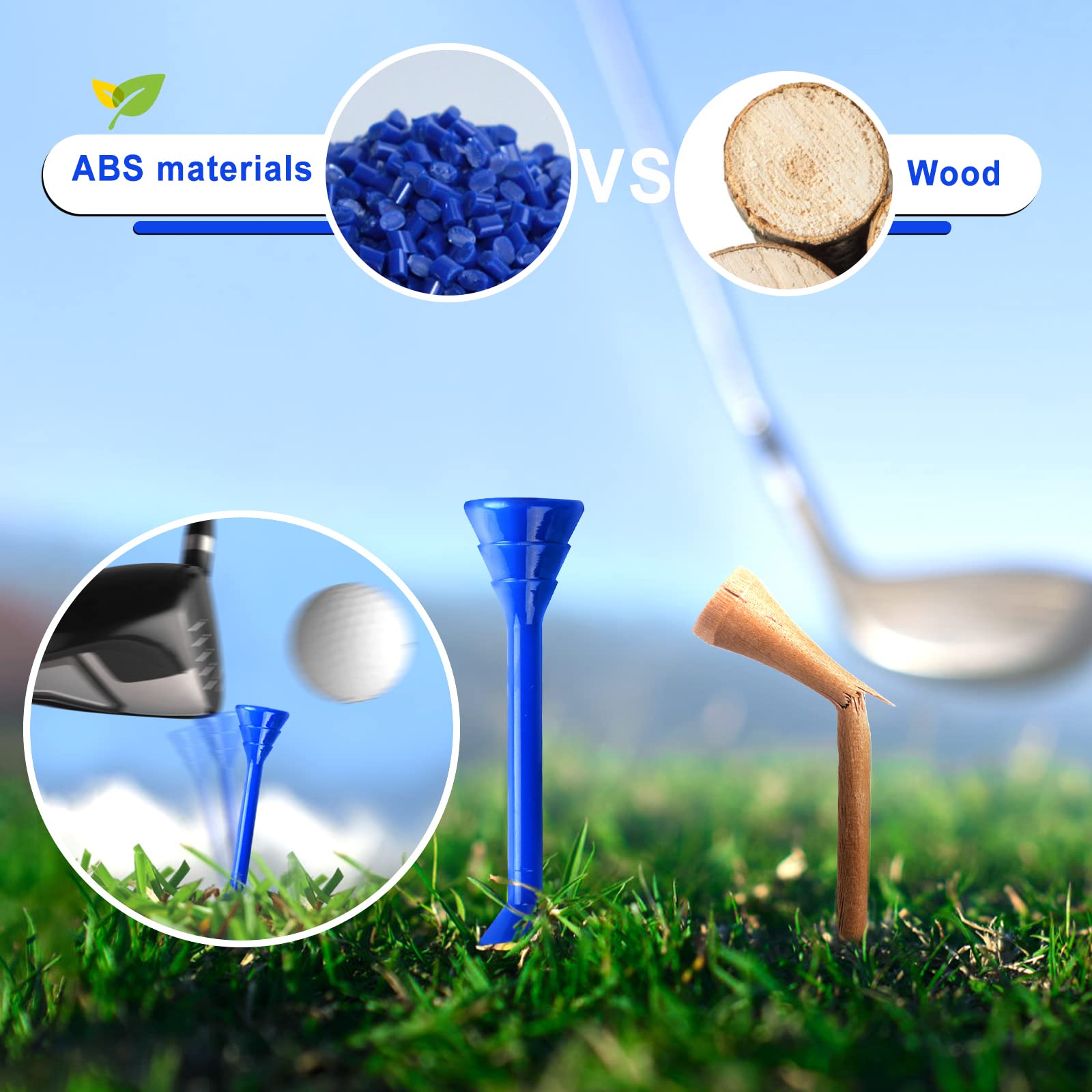Premium Unbreakable Plastic Golf Tees 3 1/4 Inch - Pack of 50/100/150 - Colorful Long Golf Tees Reduce Friction & Side Spin - Perfect for Driving Range, Practice & Tournament Play