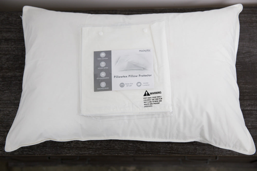 Premium Pillowtex Cotton Pillow Protector - Soft, Breathable & Hypoallergenic - Fits Standard, Queen & King Size Pillows - Perfect for Allergy Relief & Bedding Protection