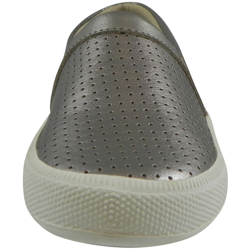 Old Soles 1030 Kids' Silver Sporty Hoff Leather Loafers - Breathable Sneakers for Boys & Girls | Perfect for School, Play & Everyday Comfort