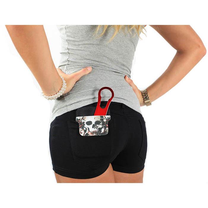 DekoPokit™ Bottle Opener & Back Pocket Protector - Orange Floral Design | Compact & Durable Keychain Tool for Beer, Soda & Outdoor Adventures