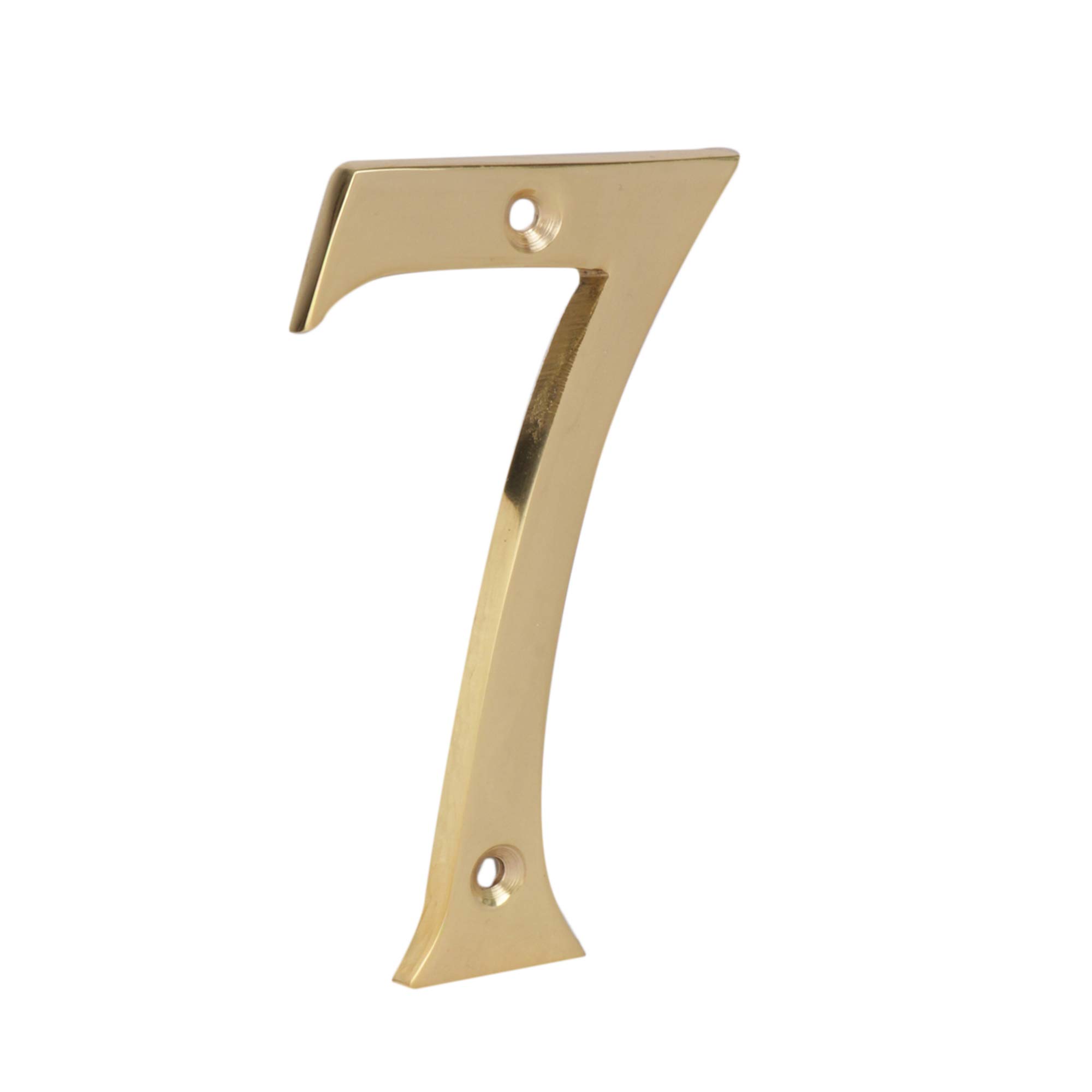 Skandh 4 Inch Solid Brass House Numbers - Polished Brass Lacquered (Set of 7) - Durable Outdoor Address Plaque for Mailbox, Front Door & Garden Decor
