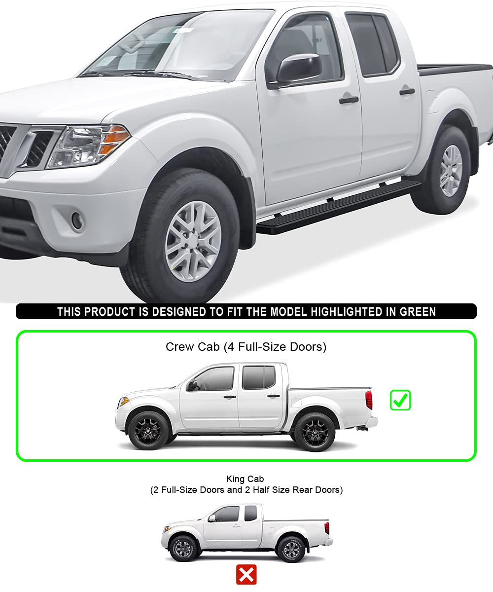 APS 6 Inch Black Running Boards for Nissan Frontier Crew Cab 2005-2025 | Heavy Duty Nerf Bars | Off-Road Side Steps for Truck Access & Protection