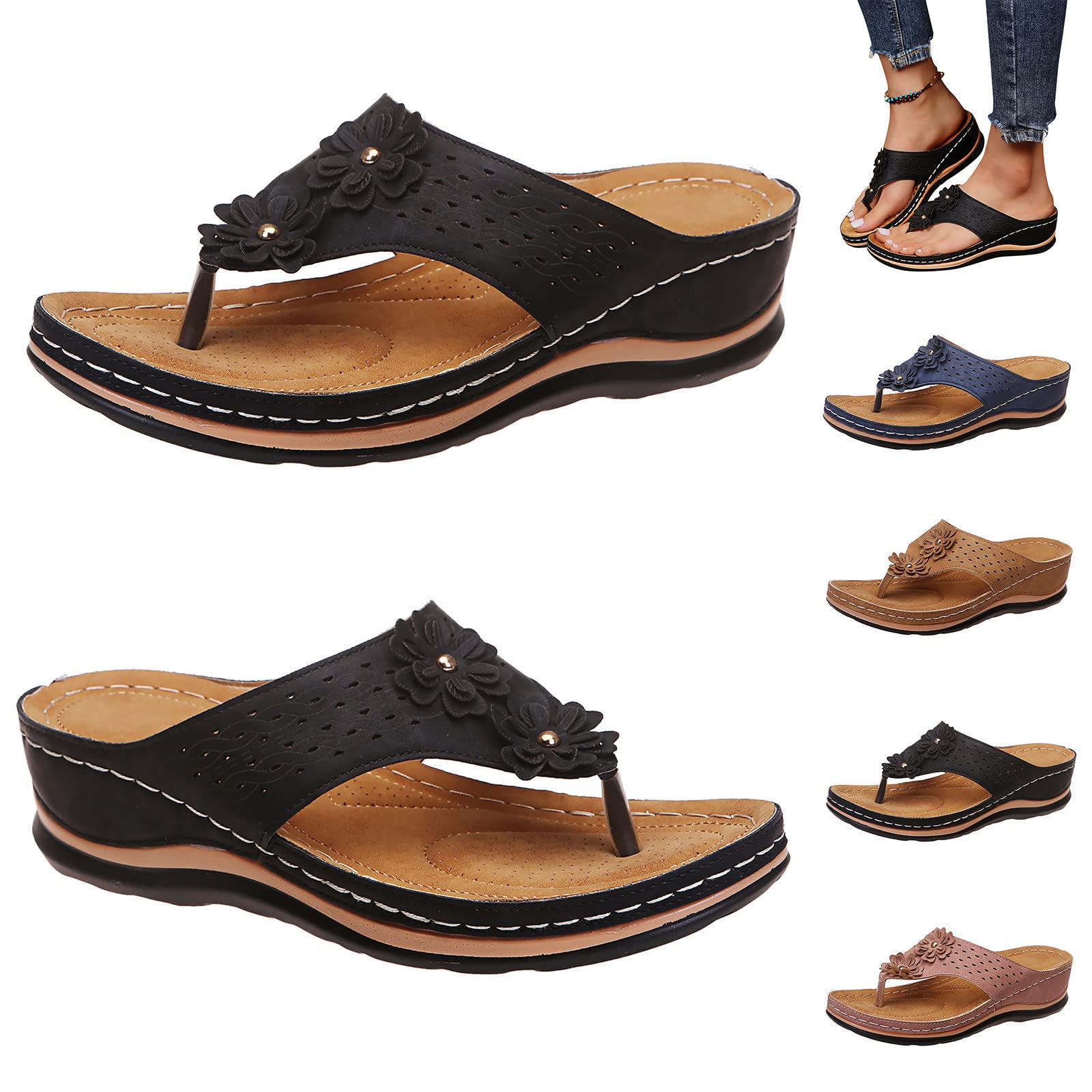 Eduavar Women's Casual Sandals - Fashion Sport Open Toe Wedge Platform Sandals for Walking, Beach & Summer Outfits
