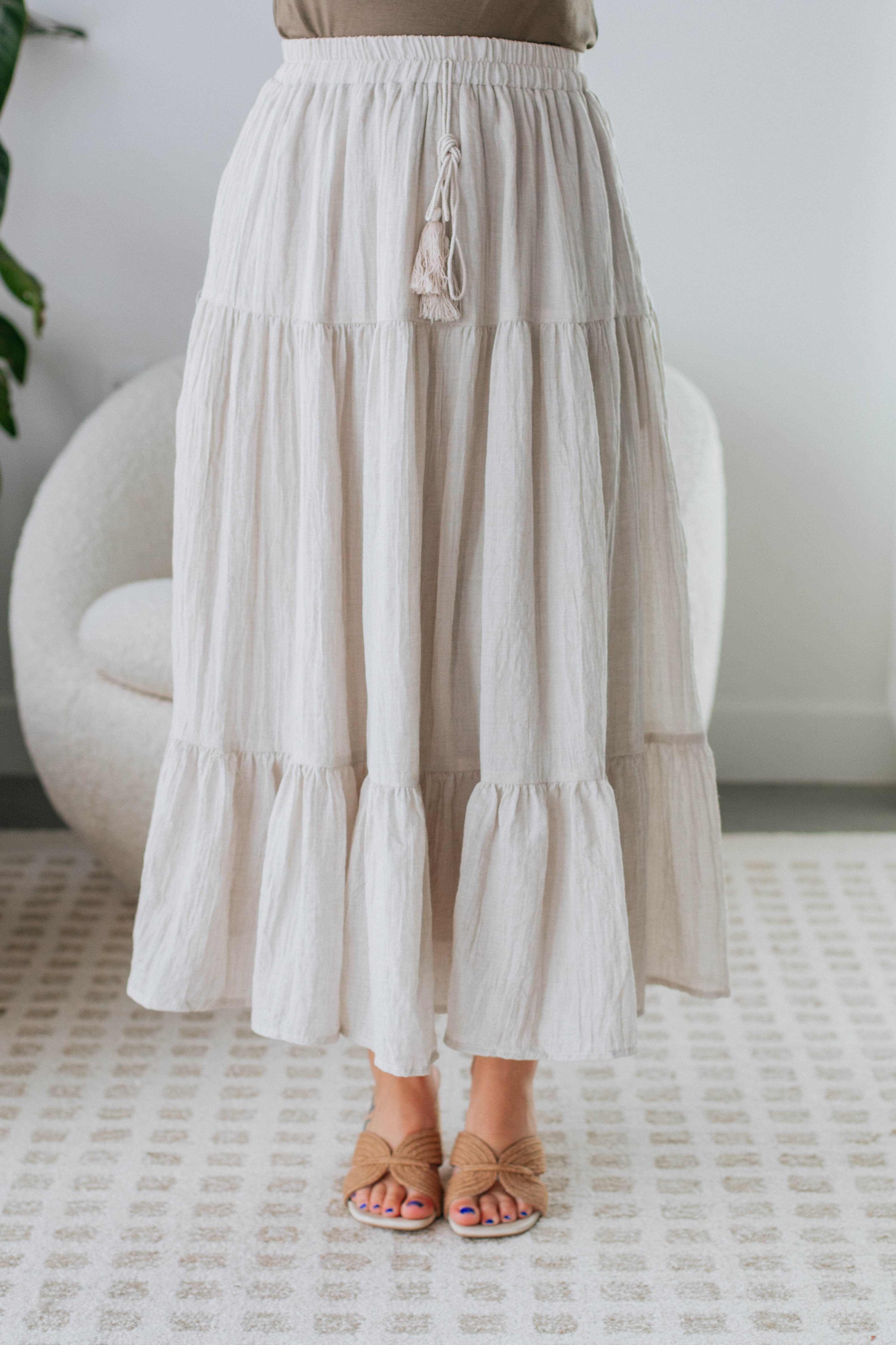 Annmarie Midi Skirt for Women - Flowy A-Line Summer Skirt with Pockets | Perfect for Casual Outfits, Beach Vacations & Office Wear