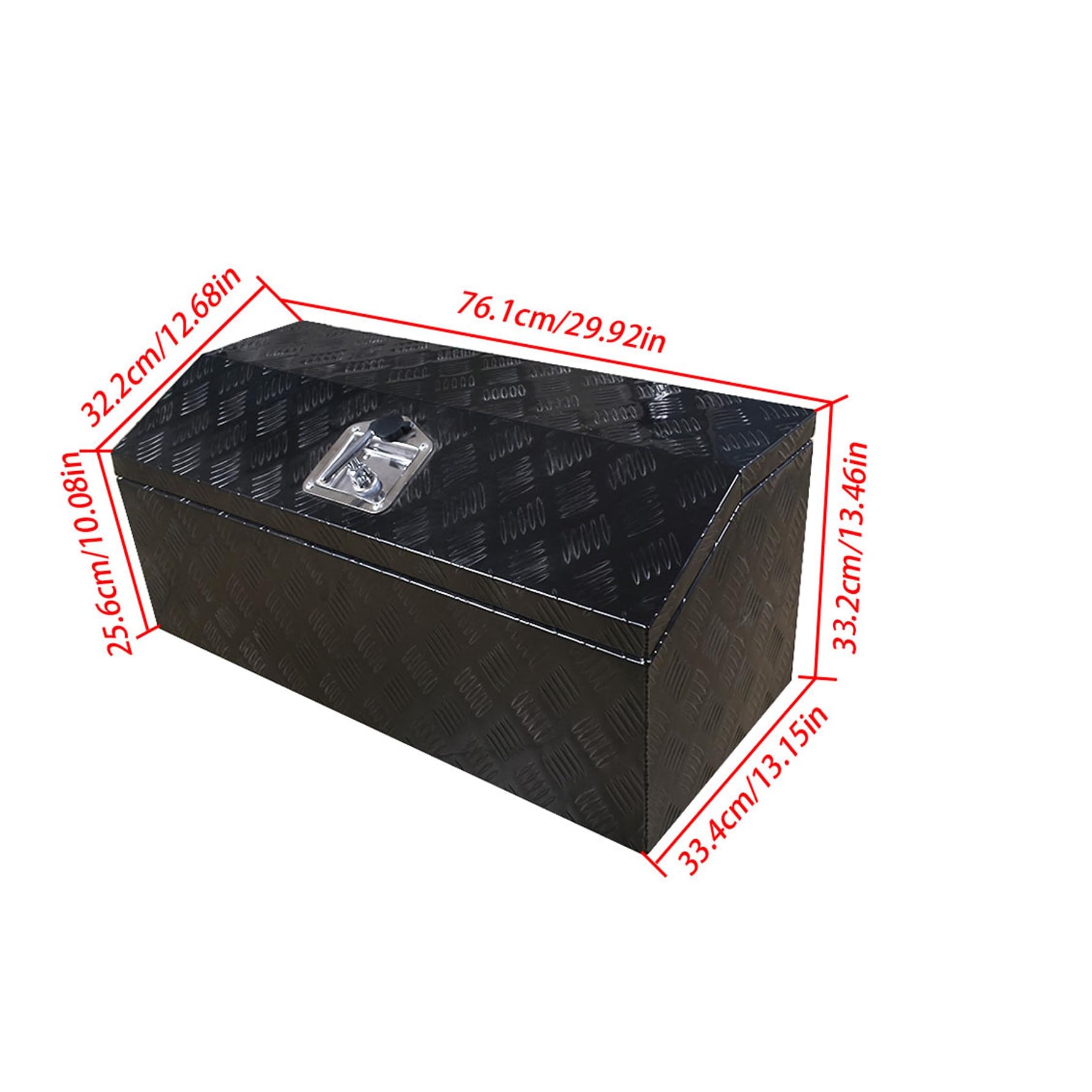 30 Inch Black Aluminum Tool Box with Lock & Key - Heavy Duty ATV, Truck, Pickup & RV Storage Solution for Secure Outdoor Equipment Organization