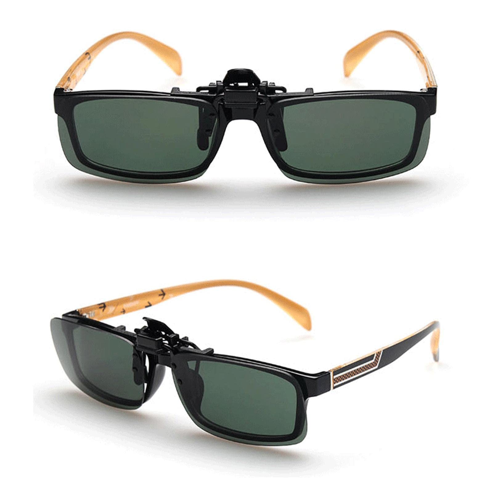Polarized Clip-On Flip-Up Sunglasses for Men & Women - Rimless Over-Glasses Sun Shades for Driving, Holiday & Outdoor Activities