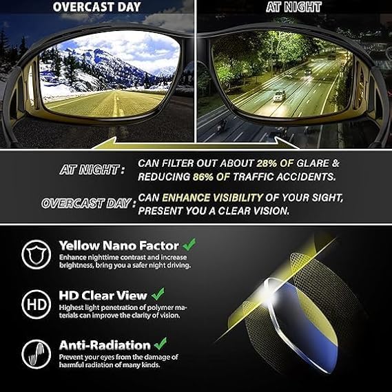 Night Vision Glasses for Driving - Shine in the Dark for Men & Women