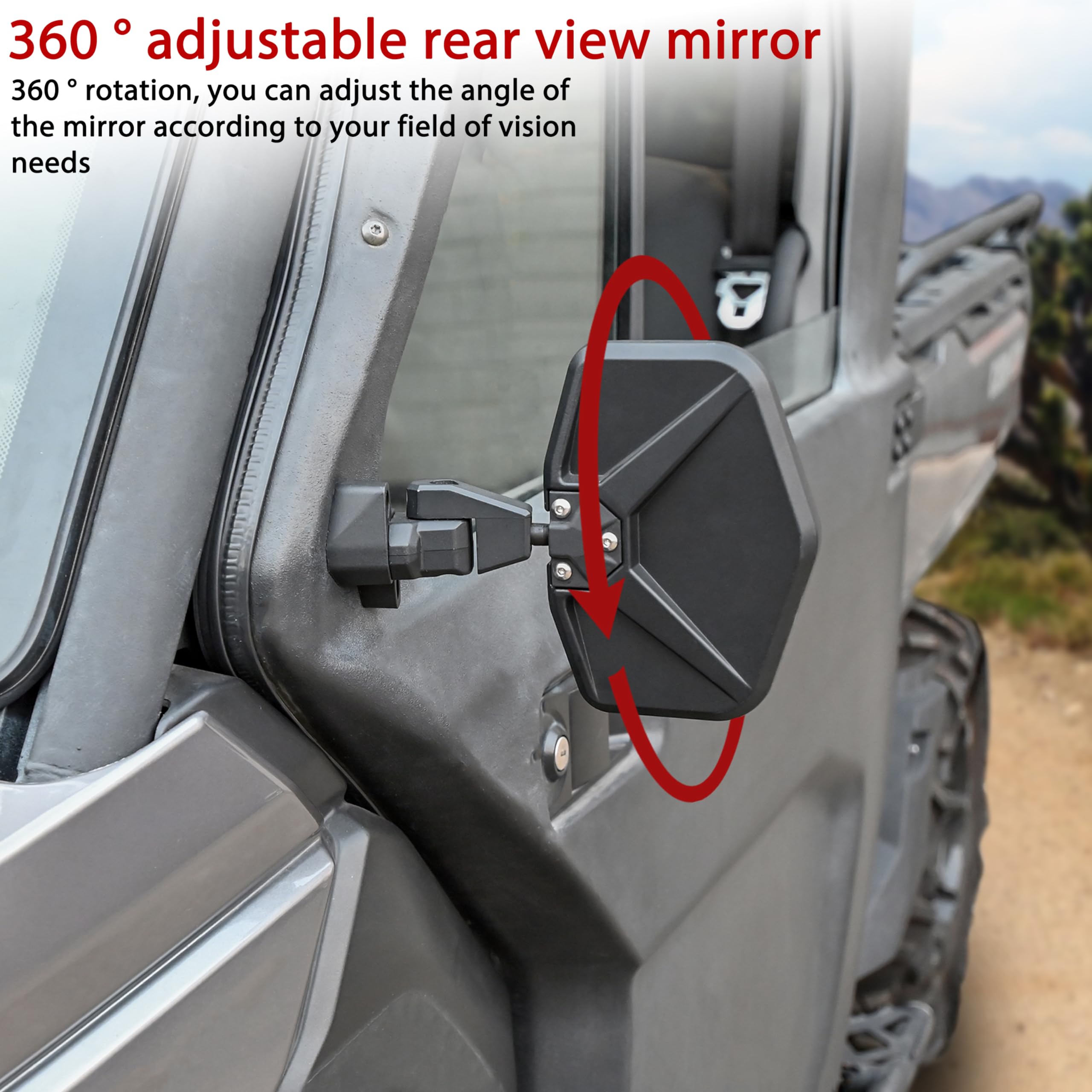 Can-Am Defender 2016-2024 Side View Mirrors - Convex Break-Away Rearview Mirrors Replacement for Defender MAX HD5 HD8 HD10 (2-Pack) - Perfect for Off-Roading, Hunting & Farm Work