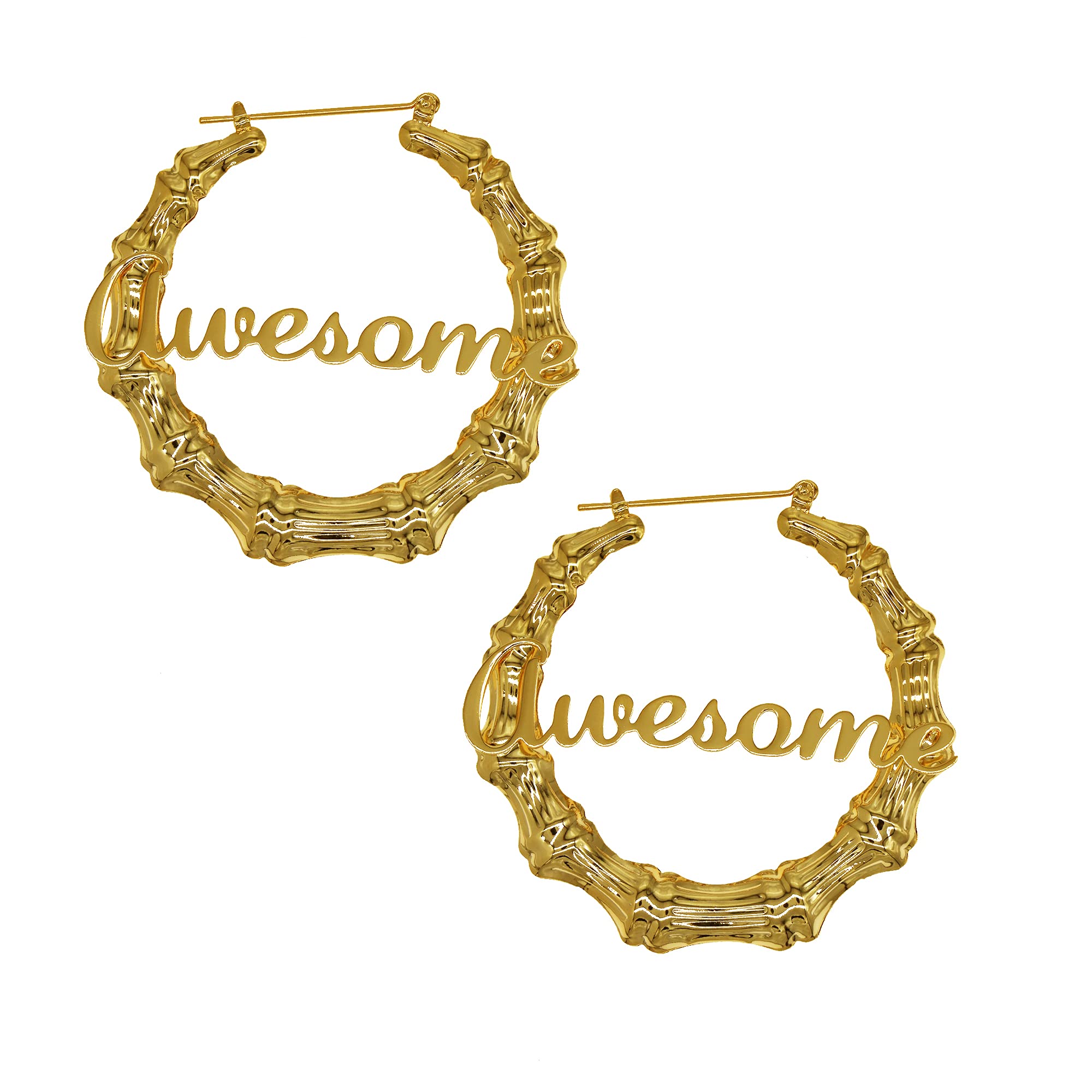 18K Gold Plated Personalized Name Earrings for Women - Trendy Hip Hop Party Fashion Jewelry - Perfect for Night Out, Birthday Gifts & Special Occasions