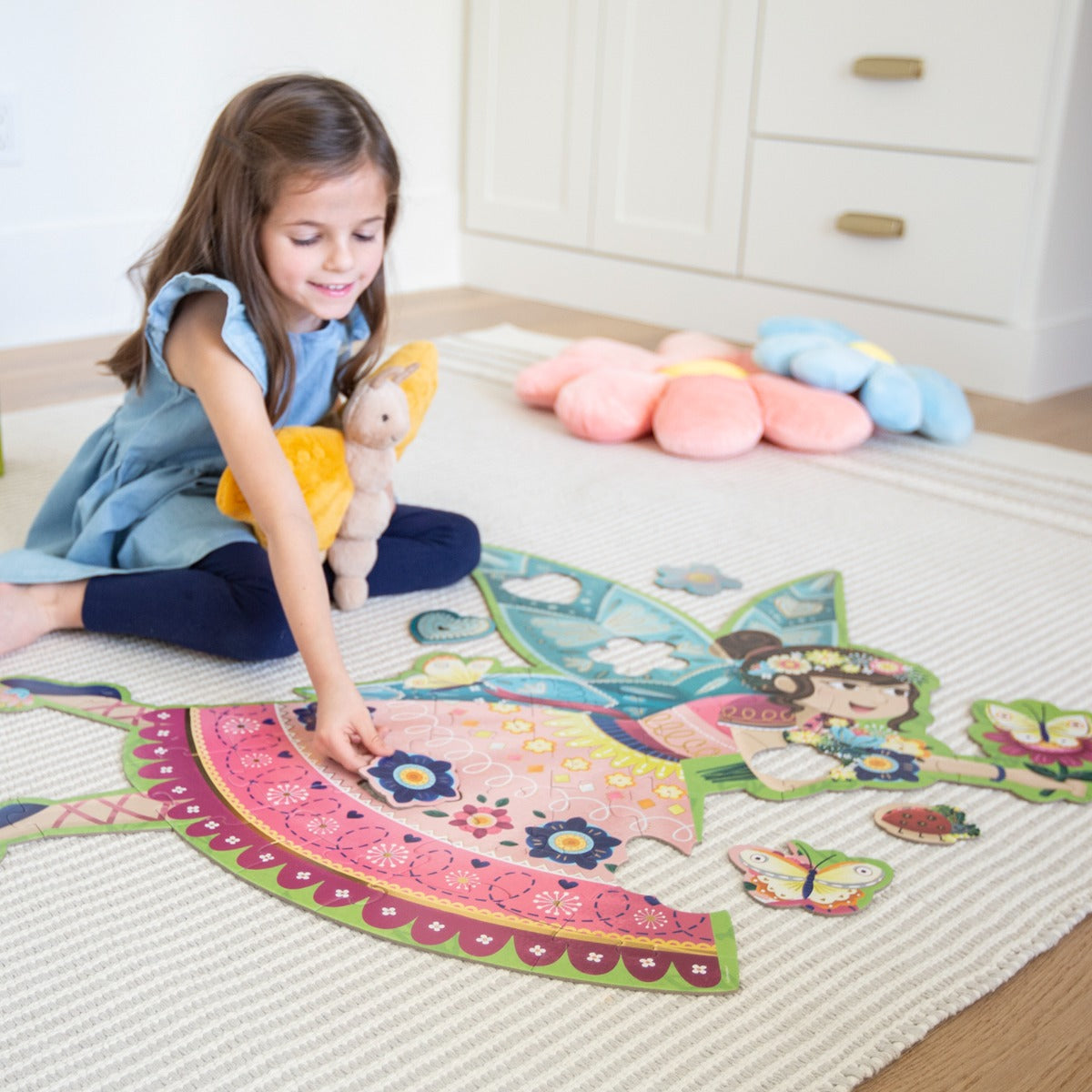 Peaceable Kingdom Shimmery Fairy Floor Puzzle for Kids - 48 Piece Glow in The Dark Jigsaw Puzzle for Girls & Boys Ages 3-6 - Perfect for Bedroom Decor, Playroom & Birthday Gifts