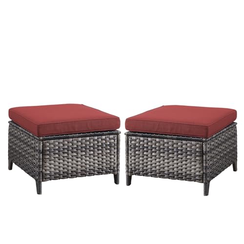 Grey Wicker / Red Cushion