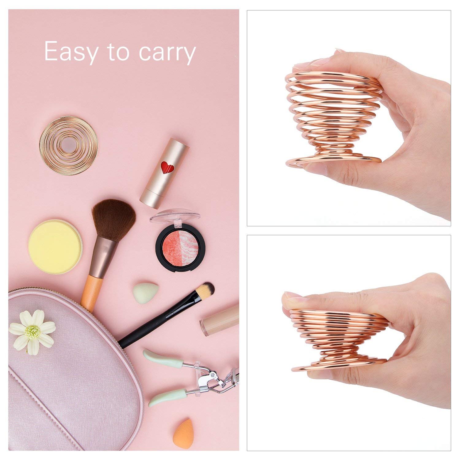 Cosluxe Makeup Sponge Holder (2 Pack Rose Gold) - Beauty Blender & Powder Puff Drying Stand | Hygienic Storage & Display Organizer for Makeup Tools | Perfect for Vanity, Bathroom & Travel Use