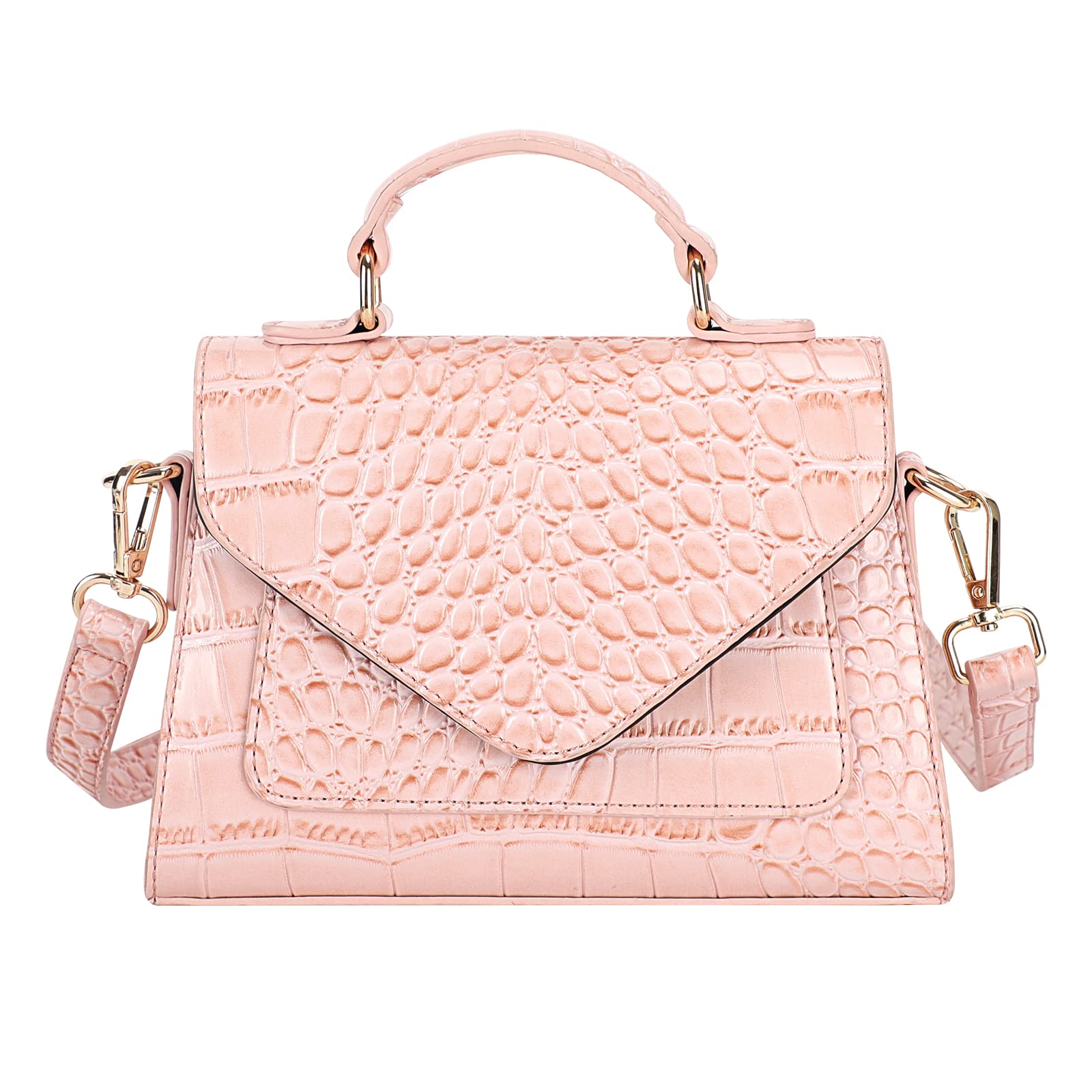 FAMYPAL Women's Crocodile Print Crossbody Shoulder Bag - Small Trendy Purse for Phone, Top Handle Clutch Handbag - Perfect for Work, Travel & Everyday Use