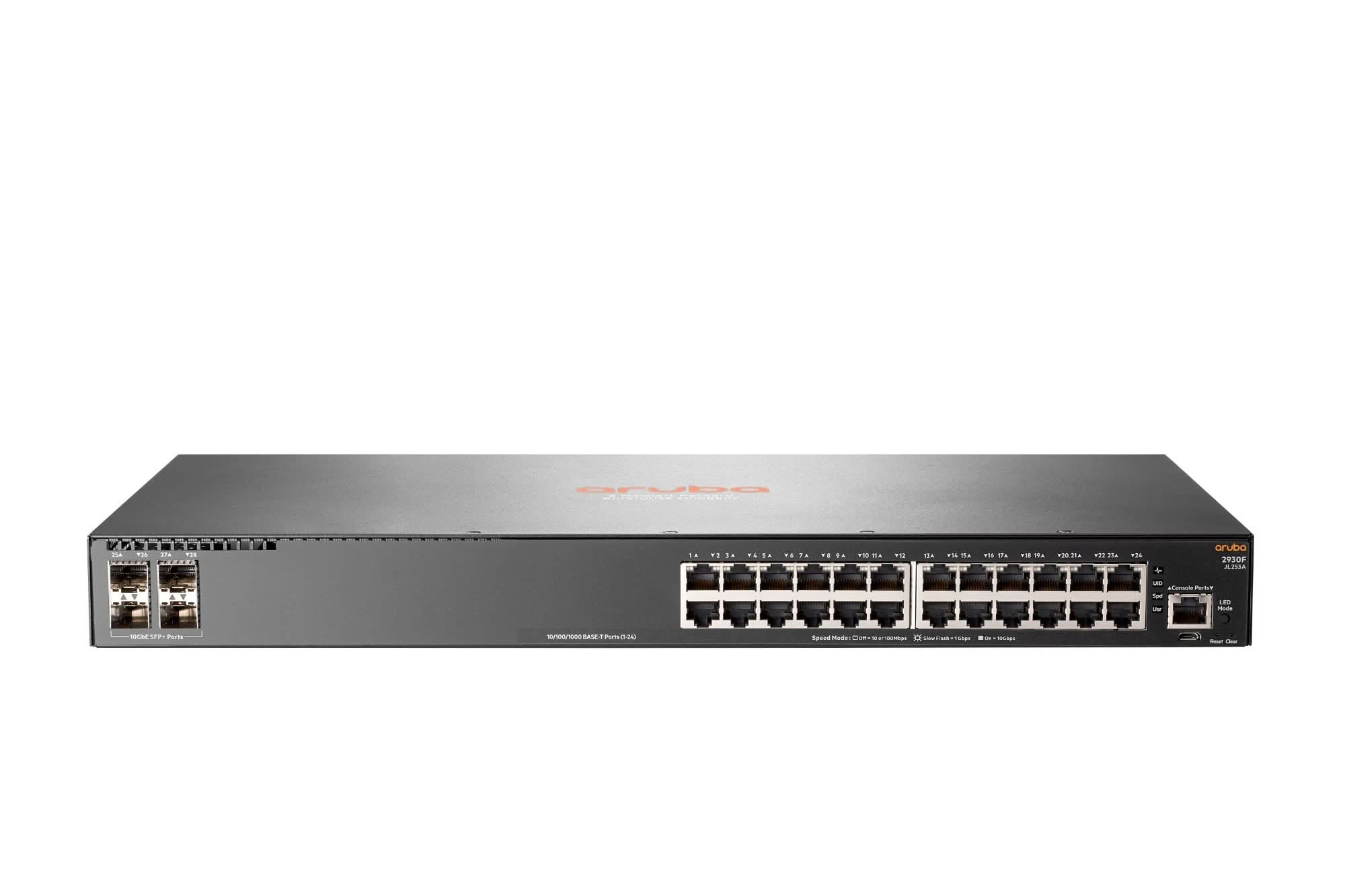 Aruba 2930F 24-Port Gigabit Switch with 4 SFP+ Ports | Layer 3 Managed Network Switch | 1U Rackmount | JL253A#ACC | Ideal for Business Networks & Data Centers