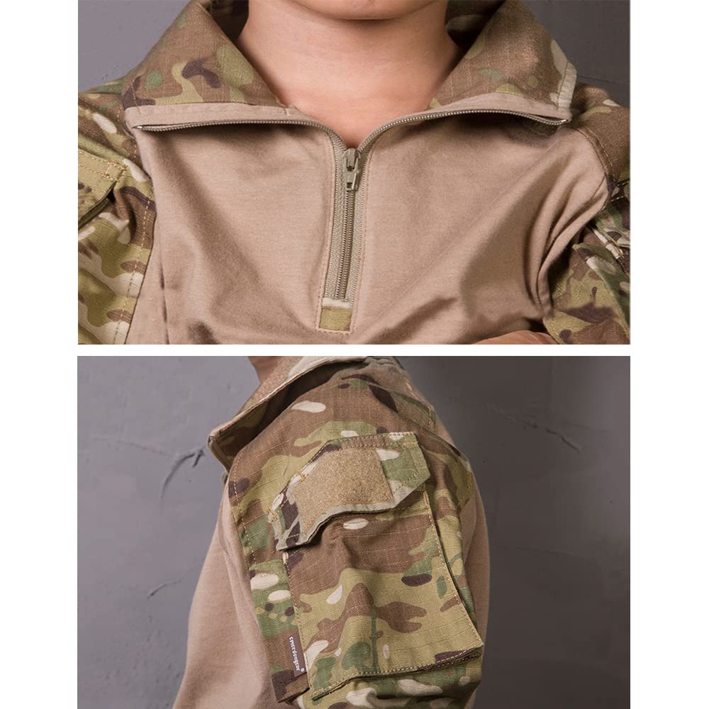 EMERSONGEAR Tactical Airsoft Uniform Set for Boys - Military BDU Camo Combat Pants & Shirt - Perfect for Airsoft, Hunting, and Outdoor Adventure Activities