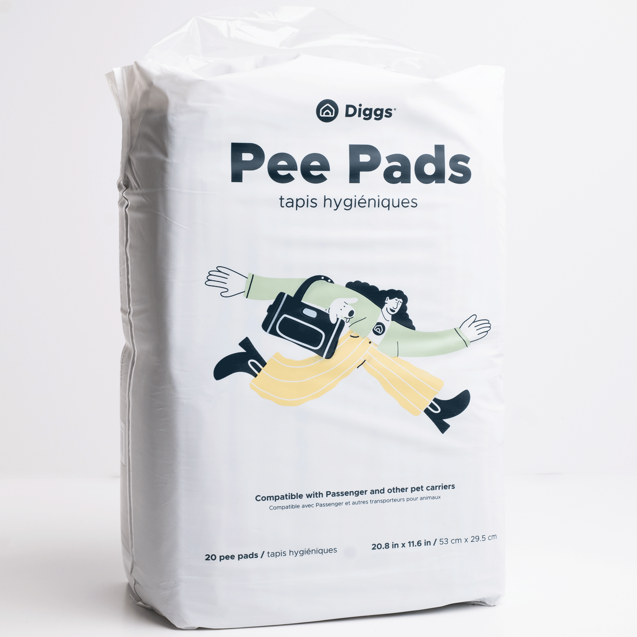 Diggs Travel Carrier Pee Pads for Dogs - Grey Absorbent Pet Travel Pads - Perfect for Car Rides, Airplane Trips & Crate Training