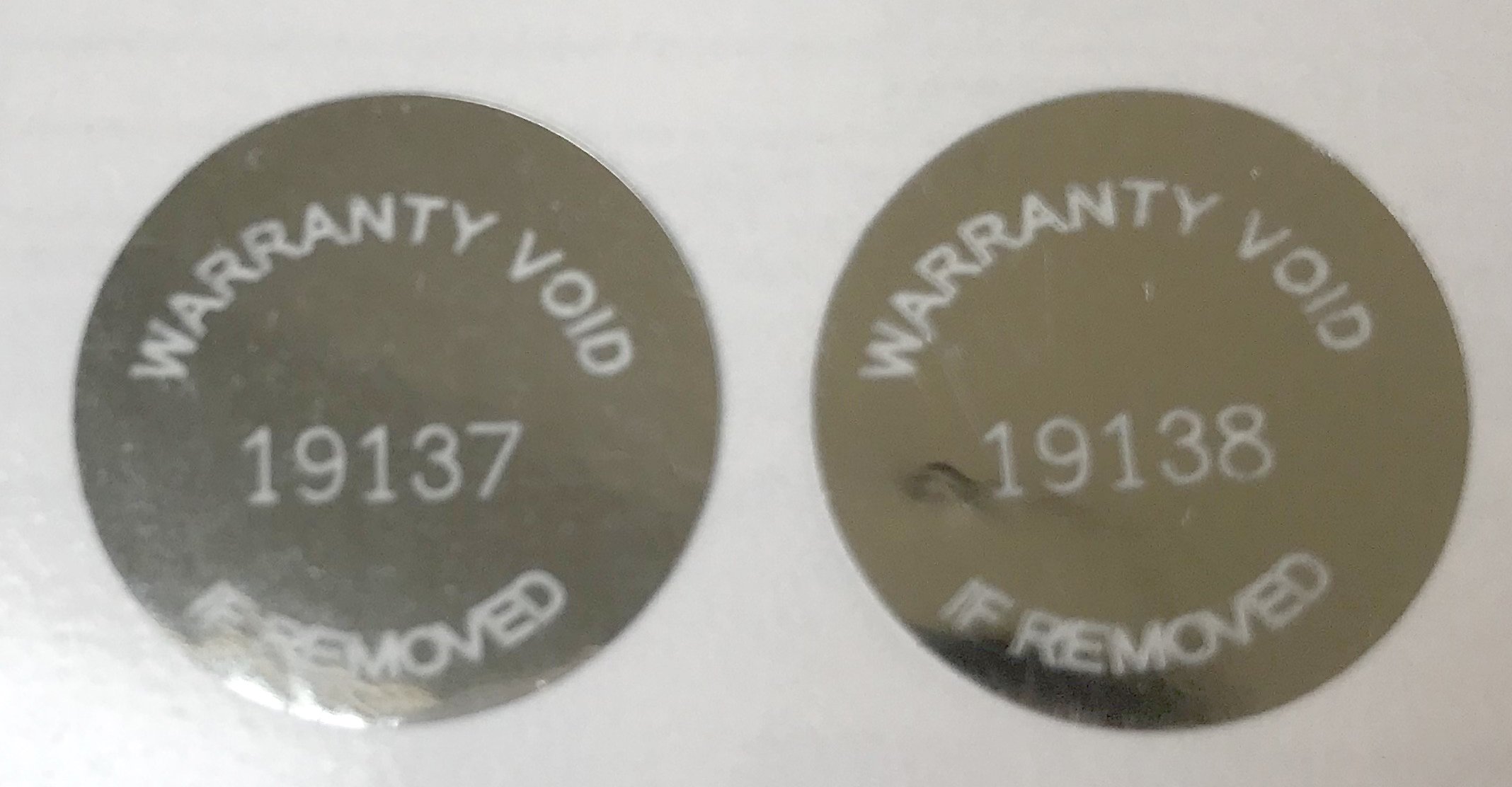 1000 High Security Tamper Evident Warranty Labels - Metallic Silver Round Stickers with Unique Laser Sequential Serial Numbers (0.625