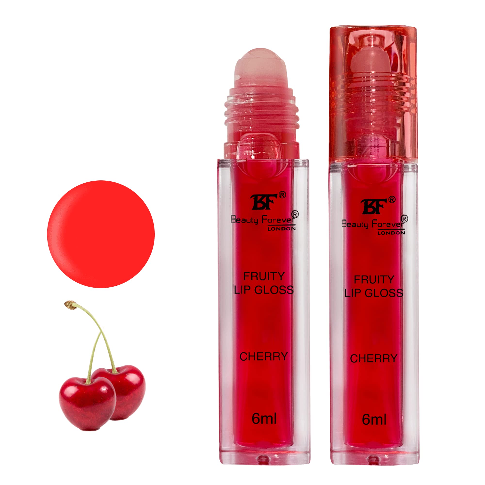 Beauty Forever Fruity Roll-On Lip Gloss - Moisturizing & Hydrating Cherry Flavor (6ml) | 4 Delicious Variants | Perfect for Daily Wear, Parties & Special Occasions