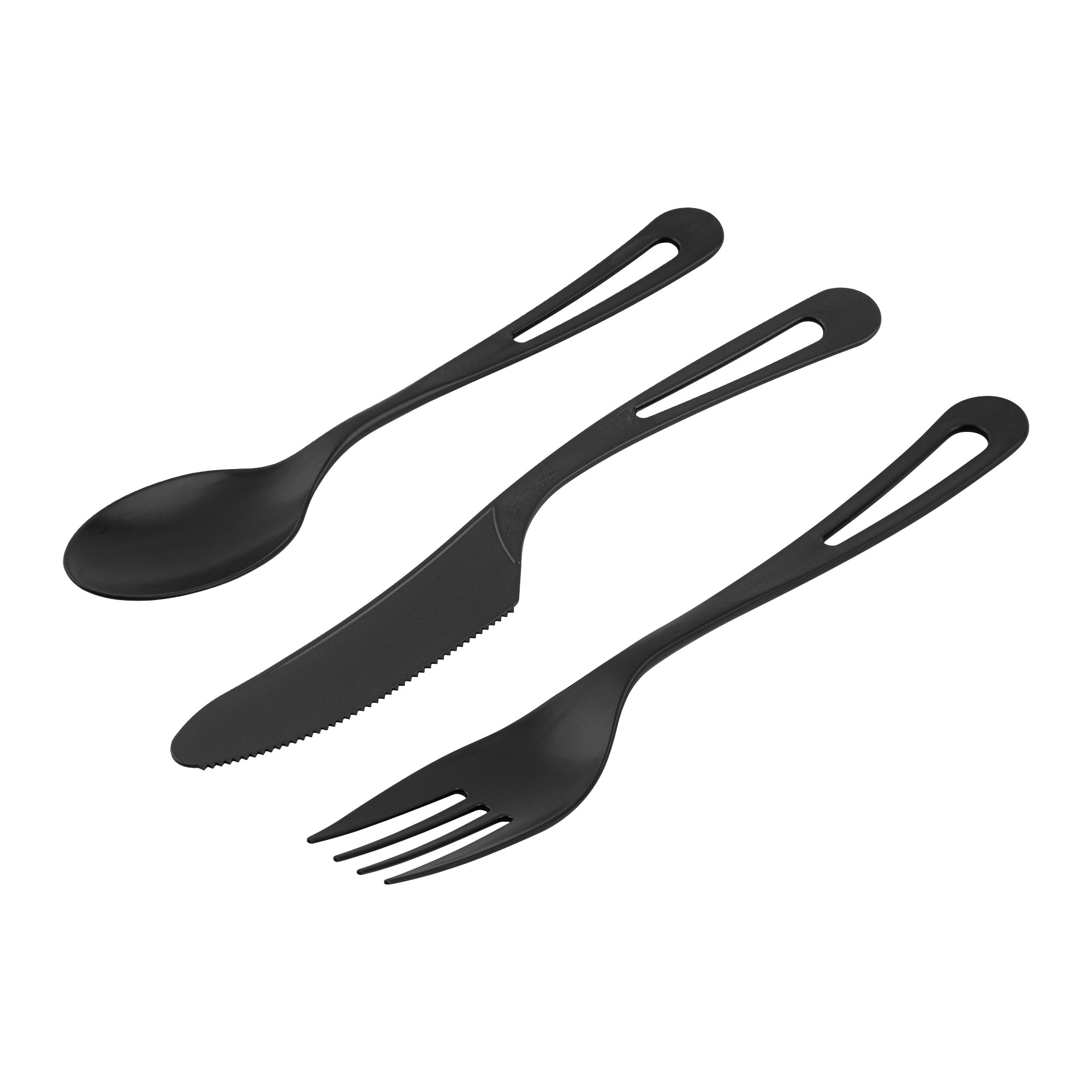 Eco-Friendly Black CPLA Plastic Cutlery Set - 100-Piece Compostable Utensils with Heat-Resistant Wrapper (7.5