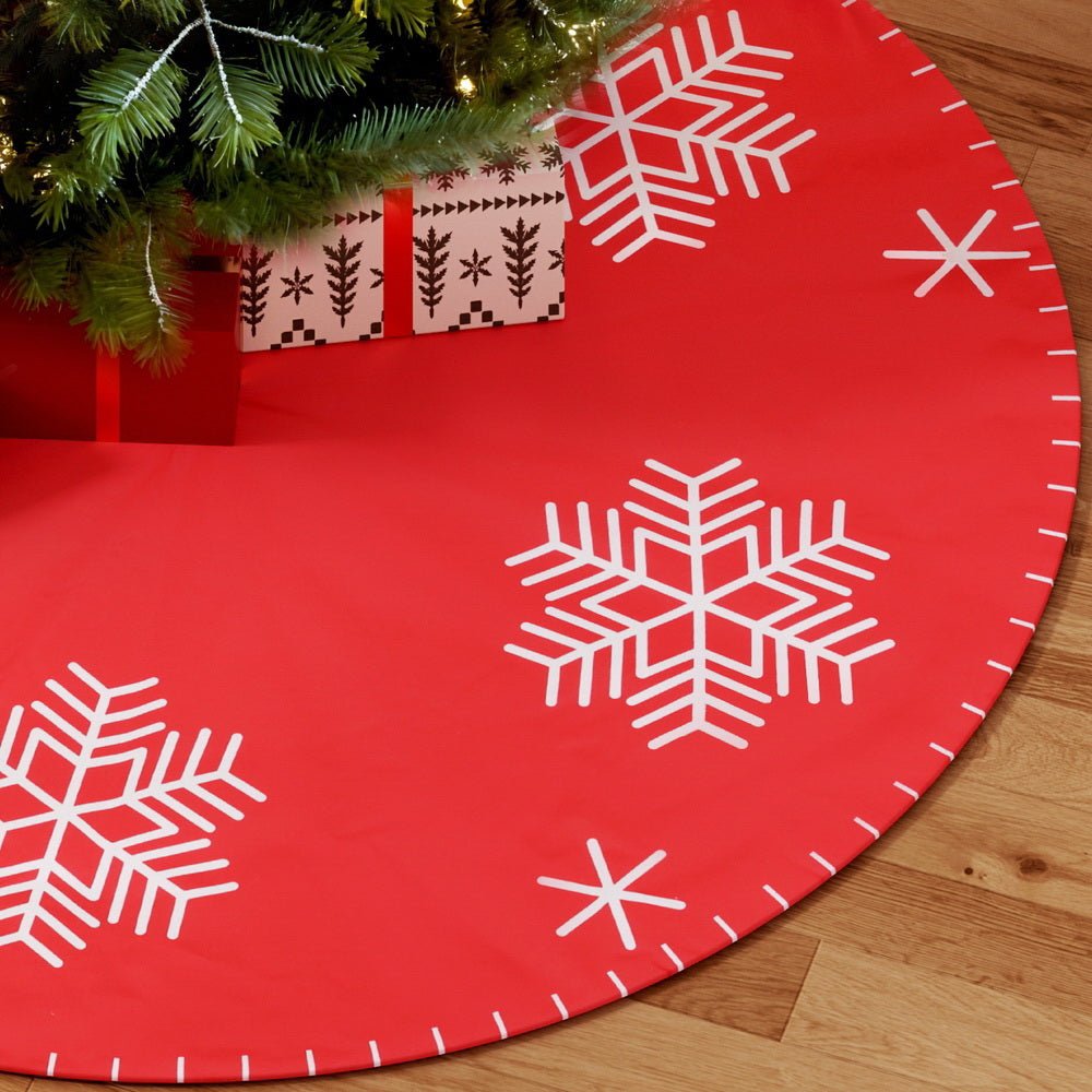 90cm Christmas Tree Skirt with Snowflake Patterns - Holiday Party Decorations for Xmas, Winter Celebrations & Home Decoration