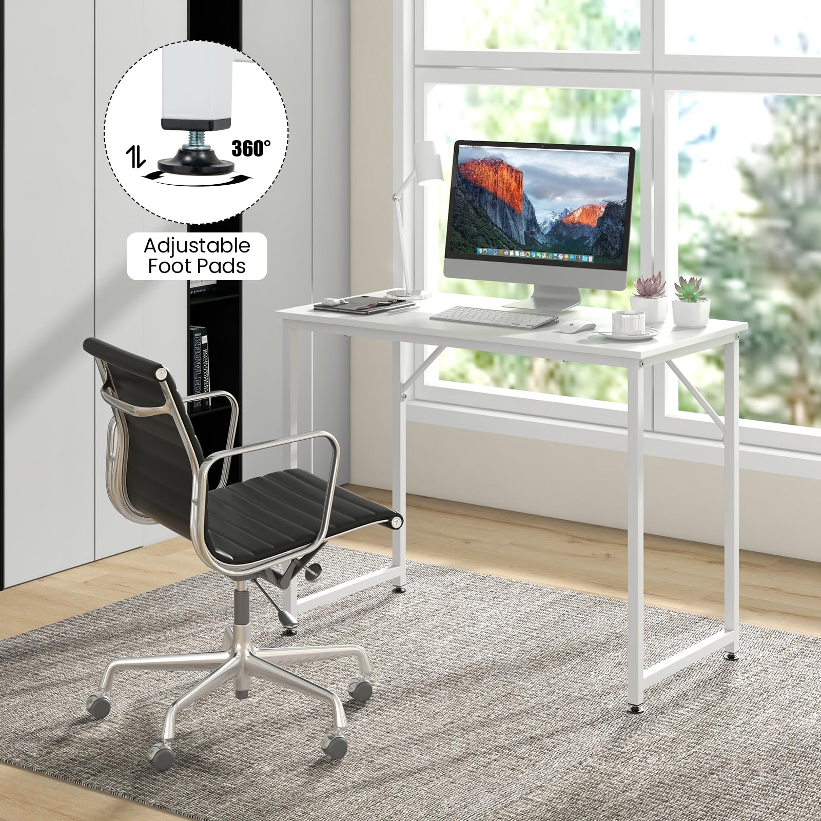 Tangkula 6-Piece Conference Table Set - Adjustable Rectangular Meeting Room Desk for Office, School, Boardroom | Study & Home Office Writing Table with Leveling Foot Pads | Perfect for Seminars, Team Meetings & Remote Work
