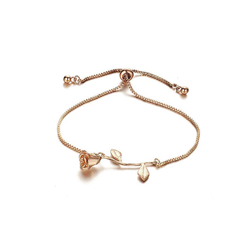 JCZR.Y Rose Flower Bracelet for Women - Romantic Red Rose Chain Charm Bracelet, Fashion Jewelry Gift for Valentine's Day, Anniversary & Couples | Perfect for Date Nights, Weddings & Special Occasions