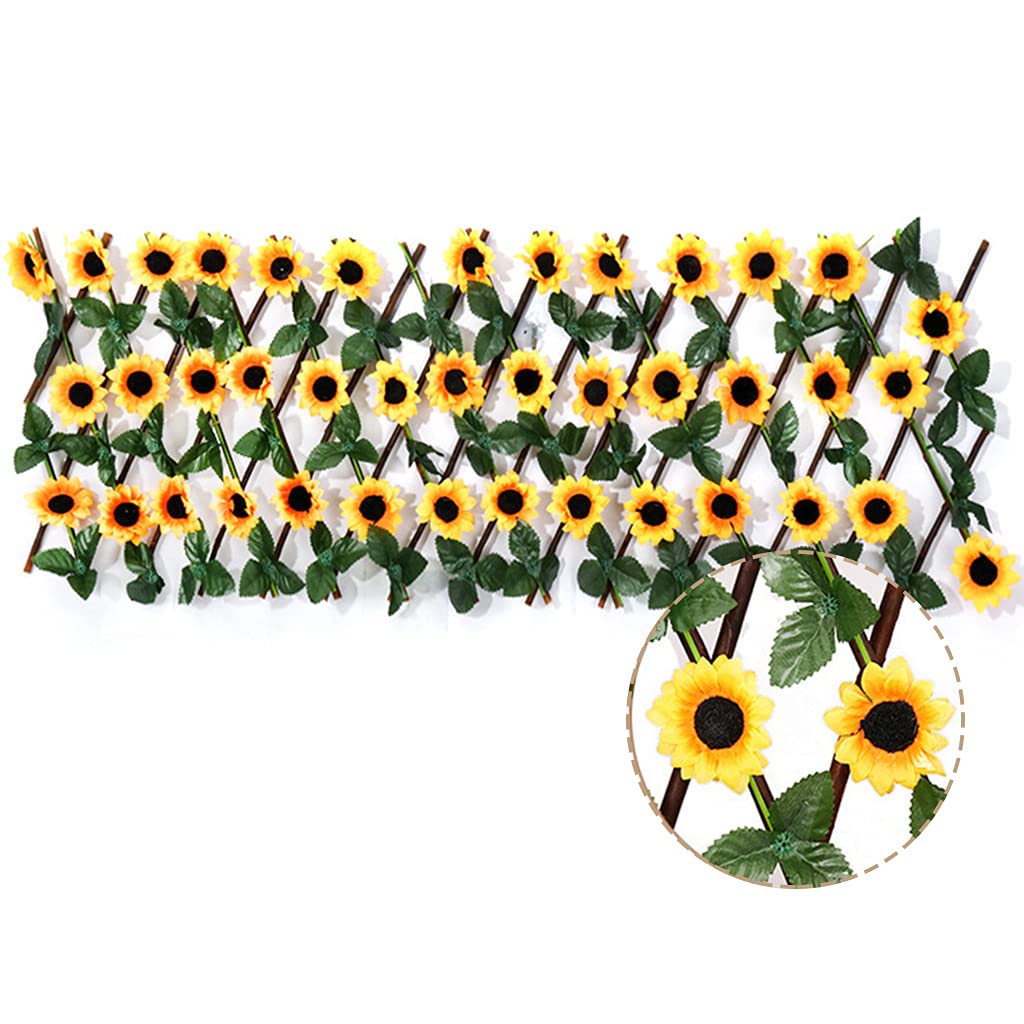 XISAOK Expandable Garden Fence Privacy Screen - Artificial Sunflower Leaves Decorative Panel for Balcony, Patio, Yard & Outdoor Spaces | Perfect for Creating Shade, Privacy & Stylish Backdrop