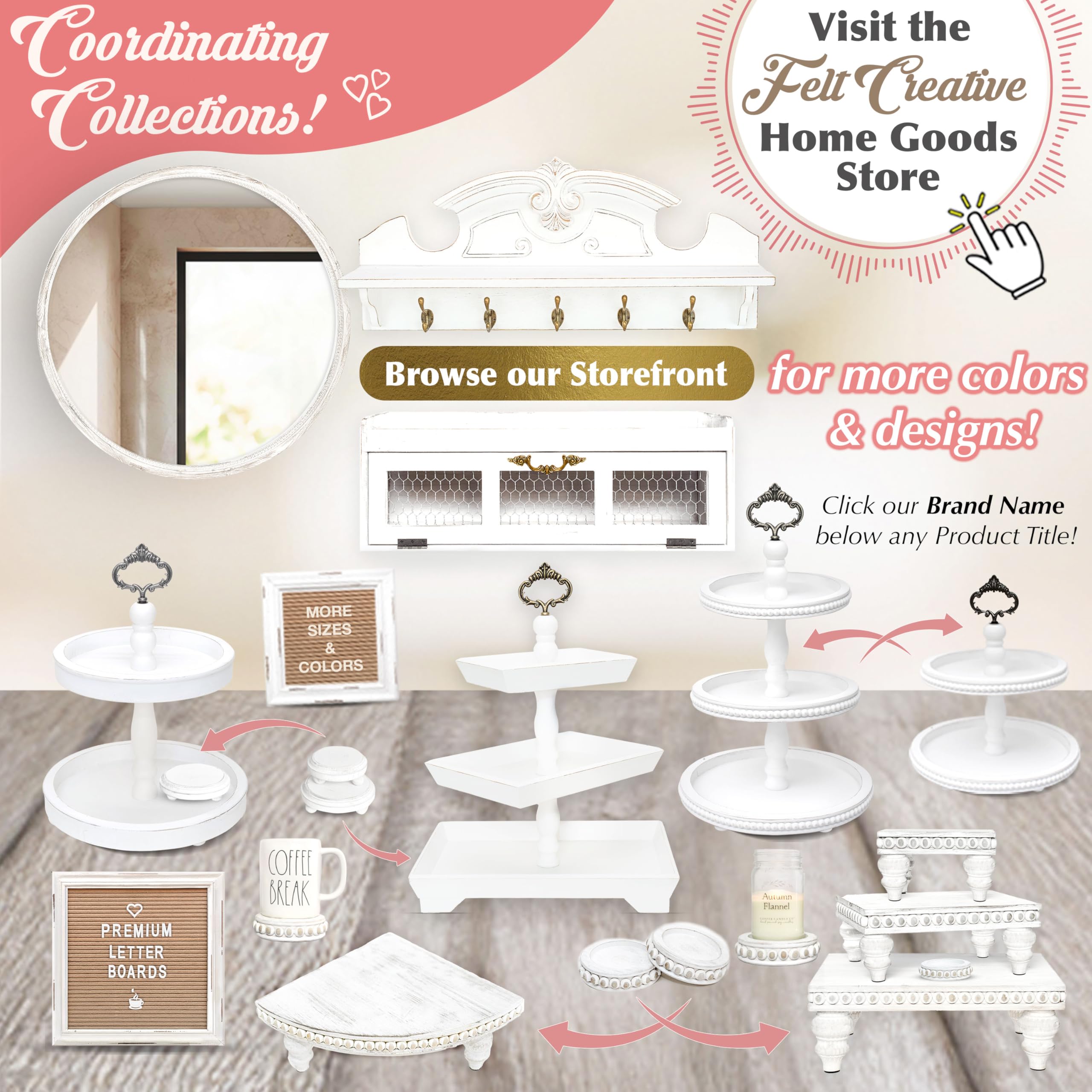 Farmhouse Chicken Wire Countertop Shelving Organizer - Rustic Kitchen Pantry Storage Cabinet with Felt Liner - Decorative Display for Country Kitchen Island - White | Perfect for Organizing Spices, Cookbooks, and Kitchen Essentials