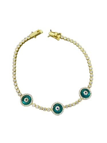 Blue Evil Eye Bracelet - 925 Sterling Silver Gold Plated Protection Jewelry with Evil Eye Charm | Spiritual Gift for Women, Good Luck Talisman for Travel & Daily Wear