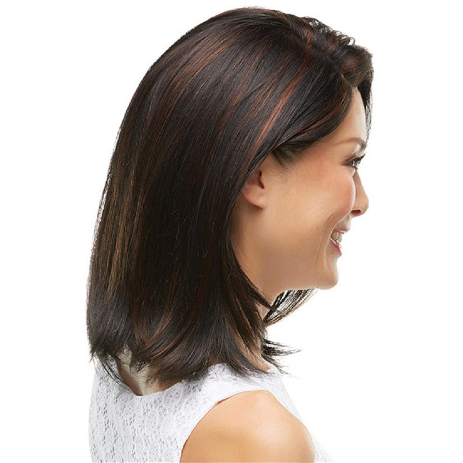 Andongnywell Lace Front Mid-Length Straight Wigs for Women - Synthetic Hair Wig for Cosplay, Costume & Daily Use - Natural Looking Hairpiece for Parties, Halloween & Everyday Wear
