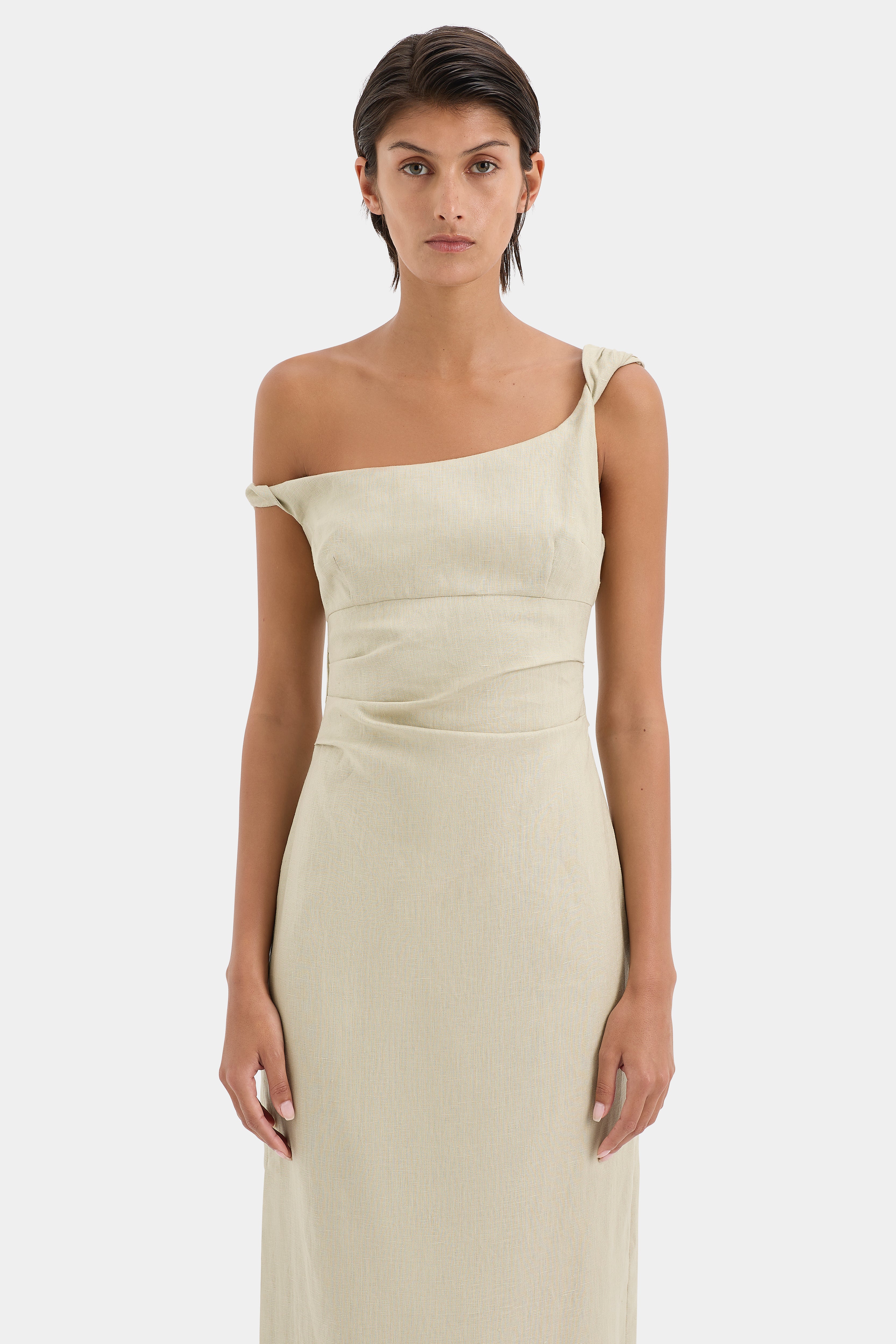 Tamara Twist Midi Dress - Flowy Summer Dress for Women, Elegant A-Line Midi Length Dress with Twist Detail | Perfect for Beach Vacations, Date Nights & Special Occasions
