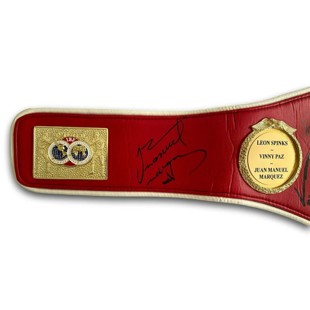 Authentic IBF Championship Boxing Belt - Signed by Legends (Spinks, Marquez +4) with JSA COA - Perfect for Collectors, Display & Boxing Memorabilia Enthusiasts