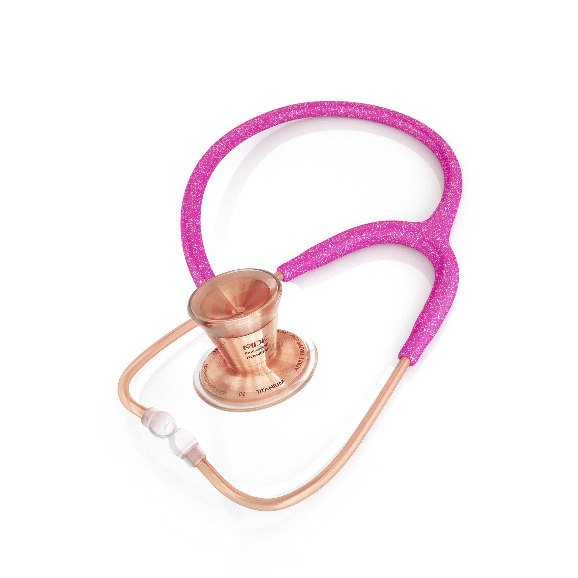 ProCardial® Titanium Cardiology Stethoscope - Pink Glitter & Rose Gold Finish | Premium Medical Stethoscope for Doctors, Nurses & Healthcare Professionals | Ideal for Cardiology Exams, Patient Checkups & Clinical Use