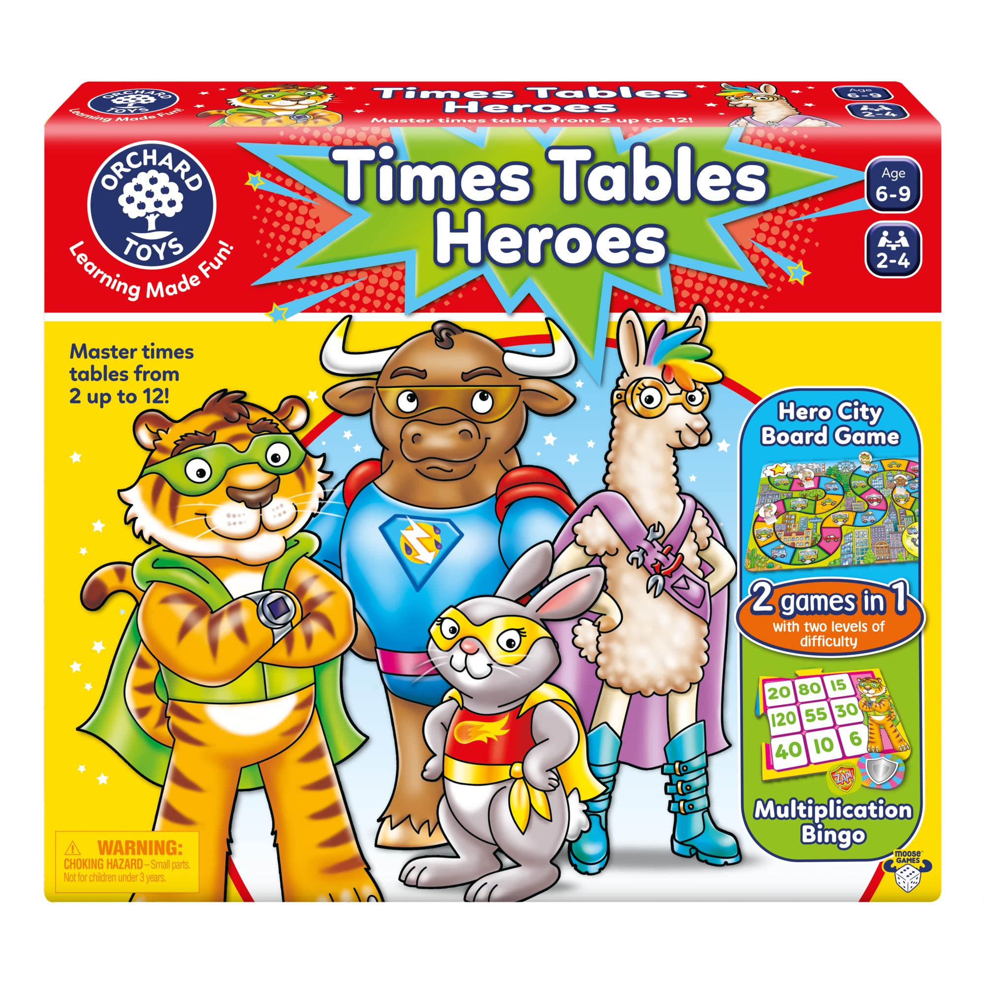 Times Tables Heroes Game - Fun Multiplication & Superhero Play for Kids 6-9 | 2-4 Players | Math Learning Activity