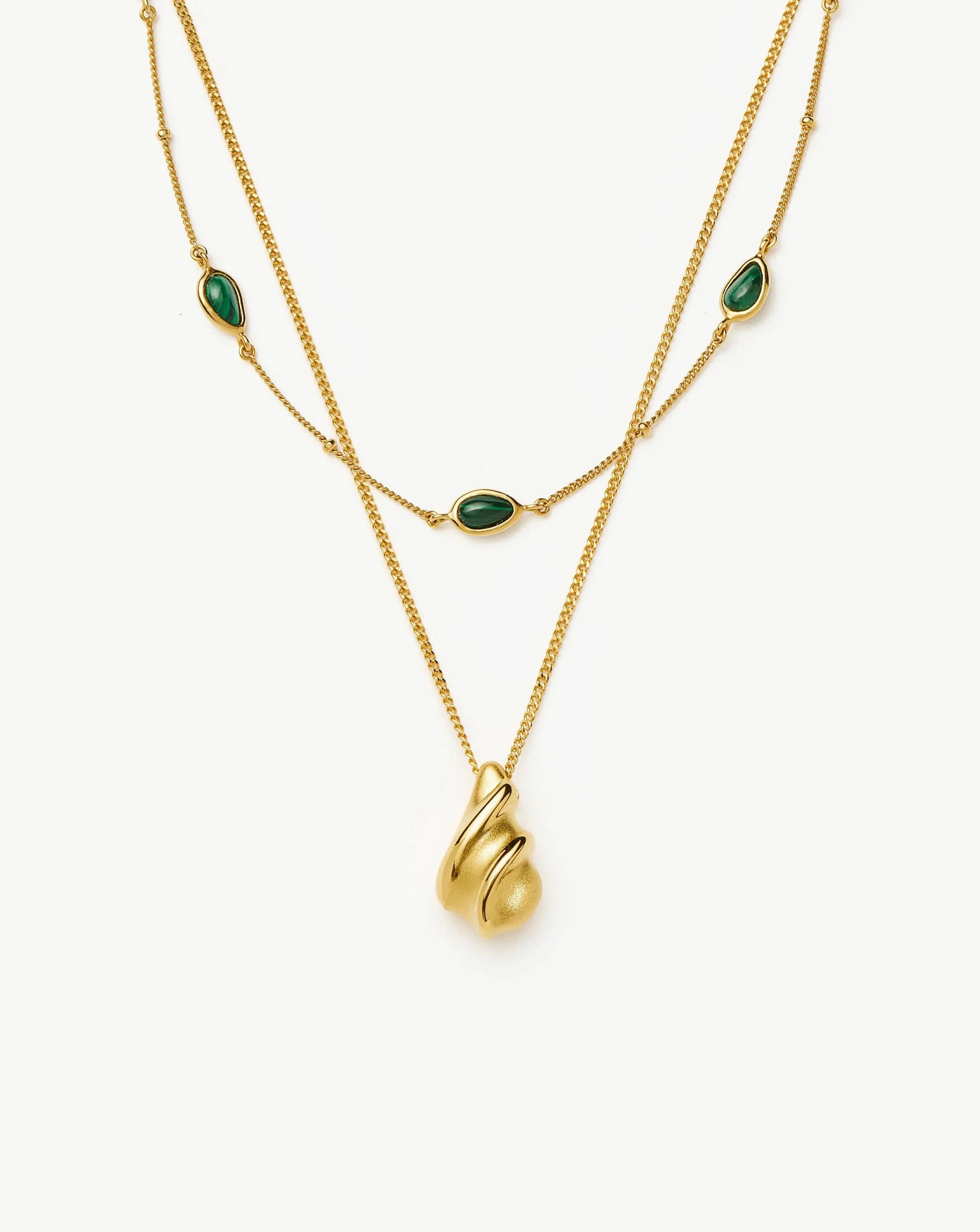 Savi Droplet Necklace & Magma Choker Set - 18k Gold Plated/18k Gold Vermeil/Malachite Gemstone Jewelry for Women | Elegant Gift for Anniversary, Birthday & Special Occasions