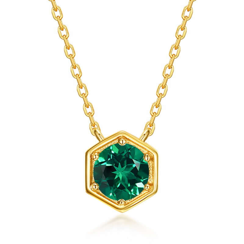 Hexagon Bezel Birthstone Necklace - Personalized Gemstone Jewelry for Women | NL812 | Perfect Gift for Birthday, Anniversary & Mother's Day