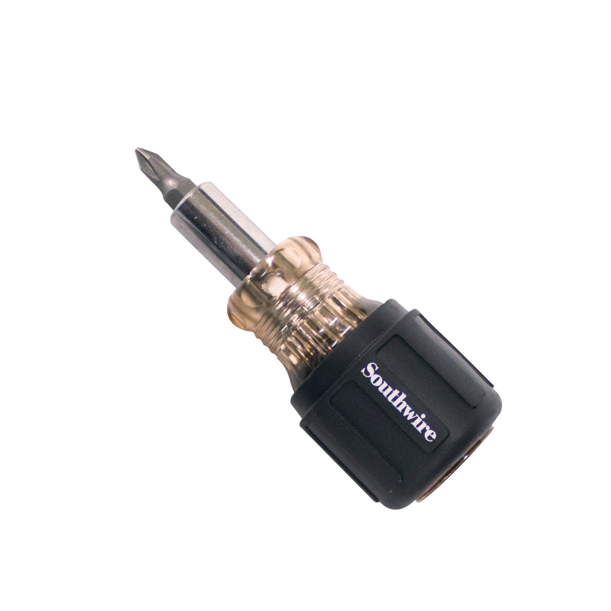 Southwire SDS6N1 58739740 Stubby Multi-Bit Screwdriver - Compact Magnetic Screwdriver Set (6-in-1) for Tight Spaces - Ideal for Electricians, DIY & Home Repairs