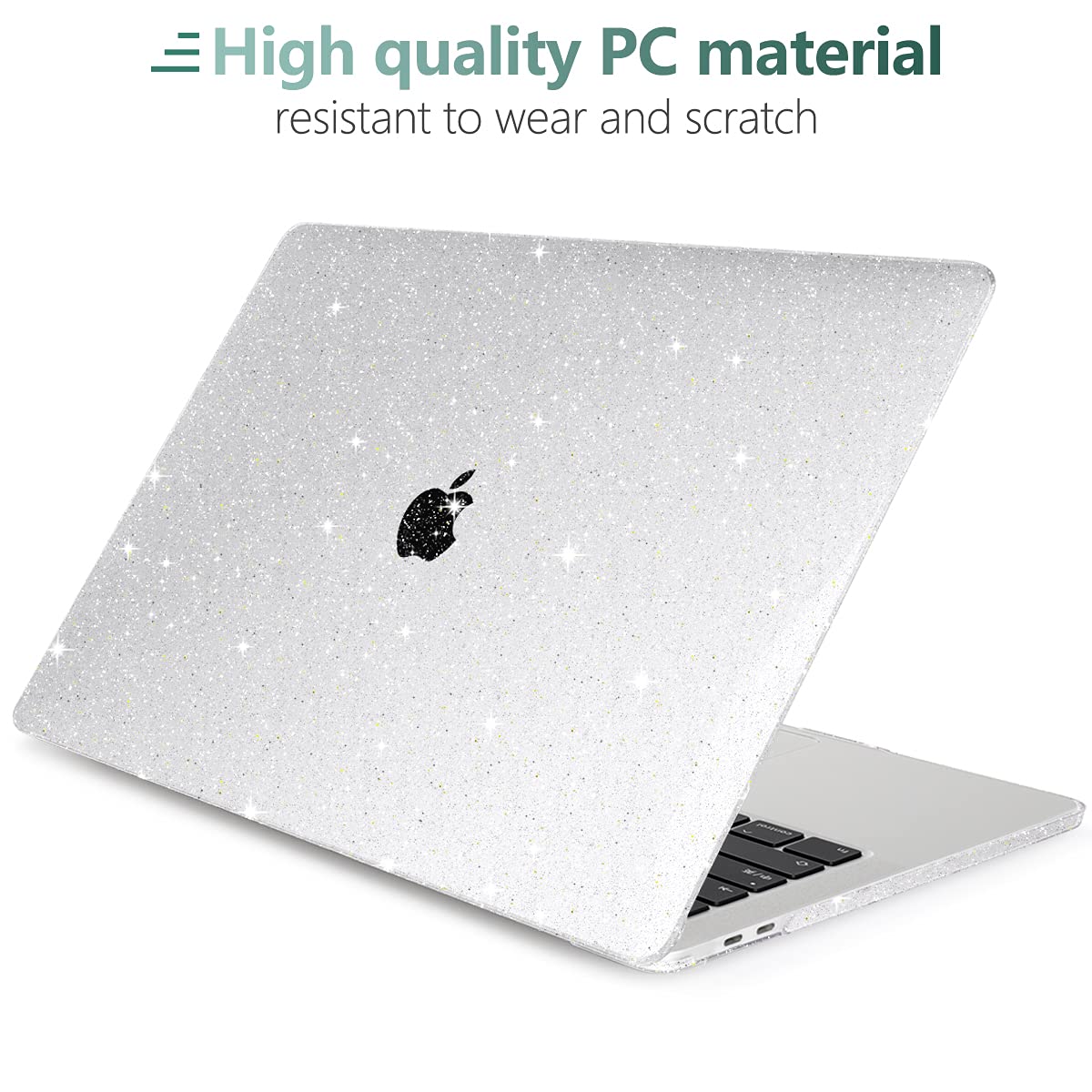 Batianda Clear Glitter Hard Shell Case Cover for MacBook Air 13 inch 2020 2019 2018 (A2337 M1 A2179 A1932) - Includes Keyboard Cover & Screen Protector - Compatible with New Mac Air 13