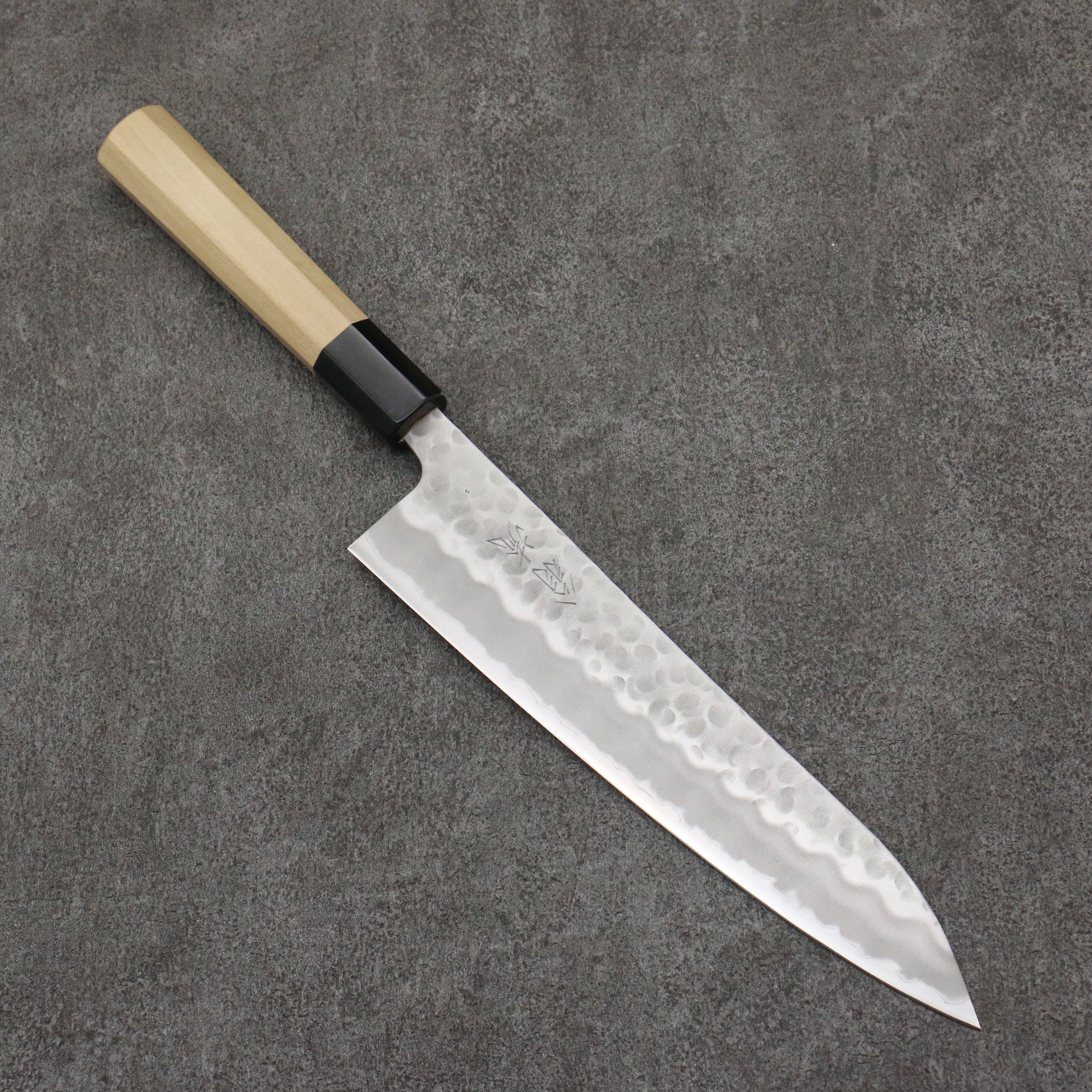 Premium OUL White Steel No.2 Hammered Gyuto Chef Knife 210mm - Japanese Magnolia Wood Handle - Perfect for Sushi, Meat Slicing & Professional Kitchen Use