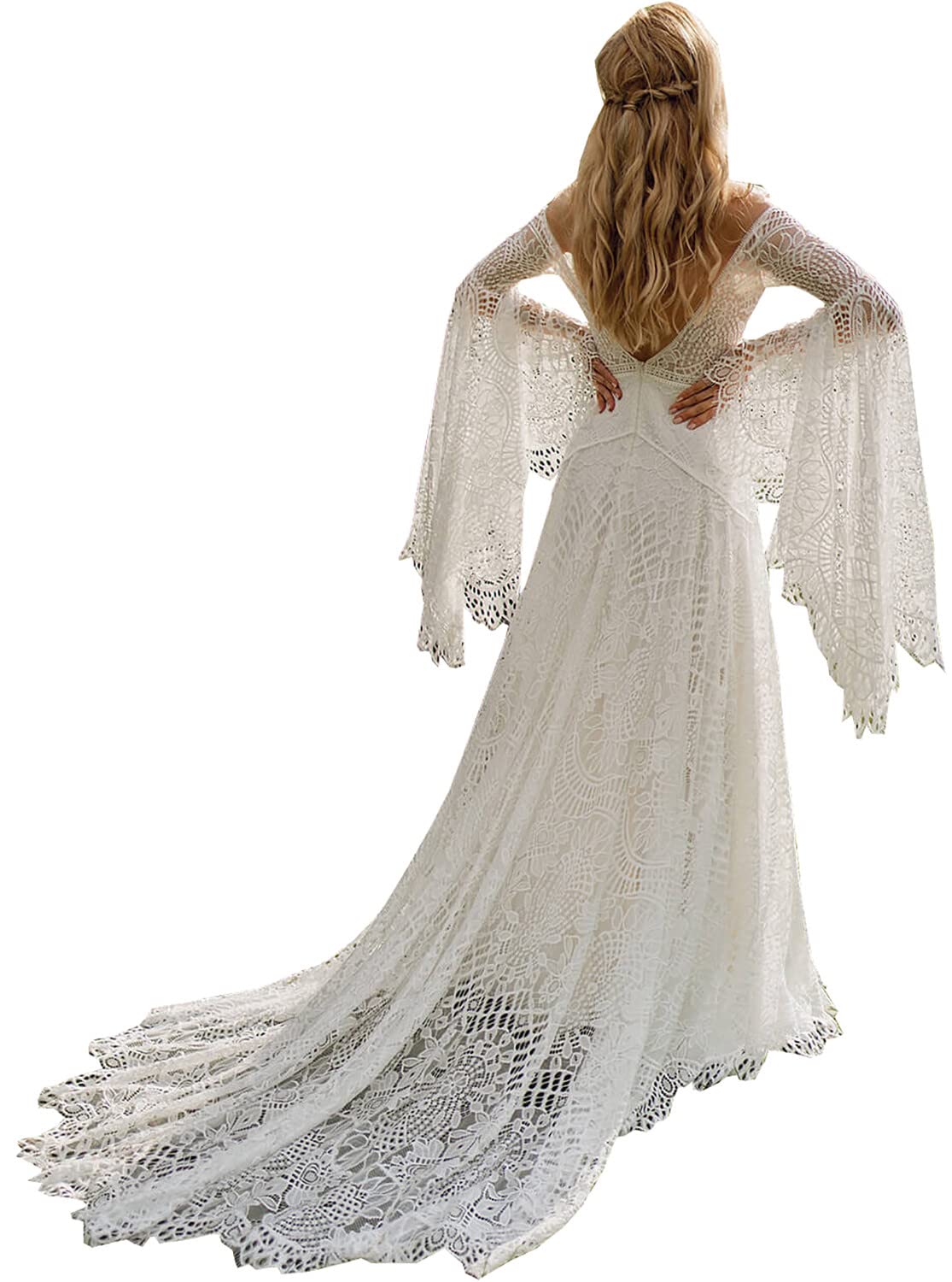 Plus Size Boho Wedding Dresses for Women – Long Sleeve Lace Beach Bridal Gowns | Bohemian Style for Outdoor, Beach & Garden Weddings