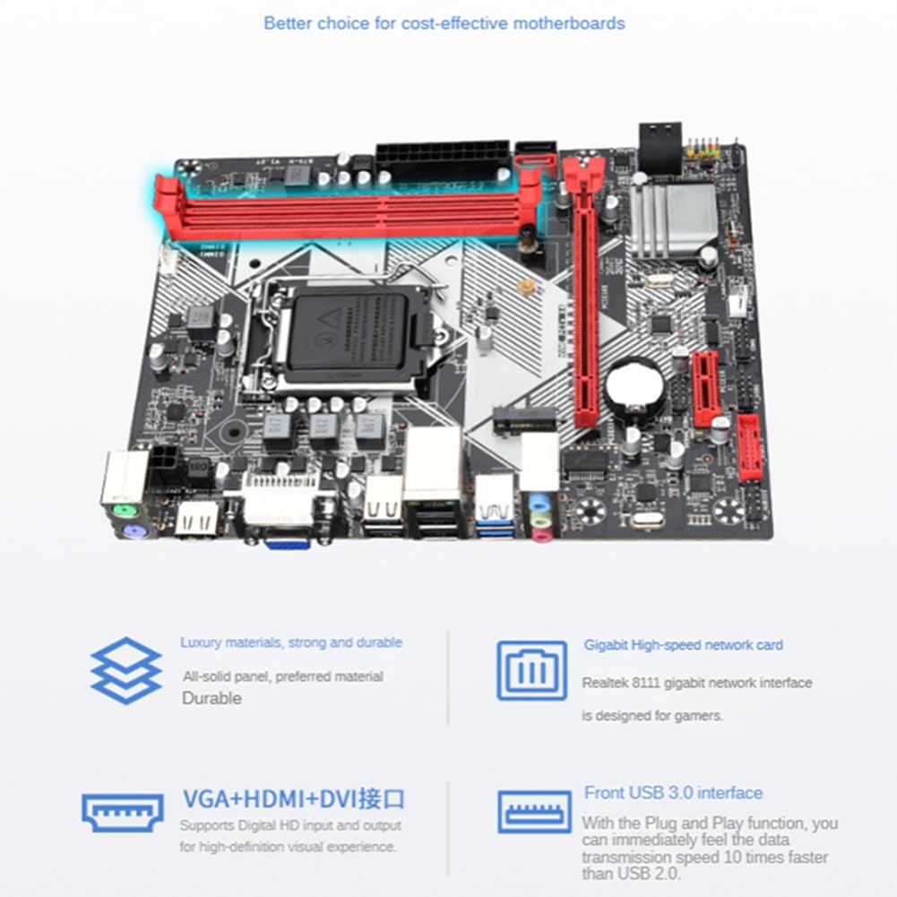 TDKFD SWDOA B75-H Desktop Motherboard with Intel Core i3-3220 CPU & 16GB DDR3 RAM (2x8GB 1600MHz) - LGA 1155 Socket, USB 3.0, SATA 3.0 for PC Builds, Gaming & Office Workstations