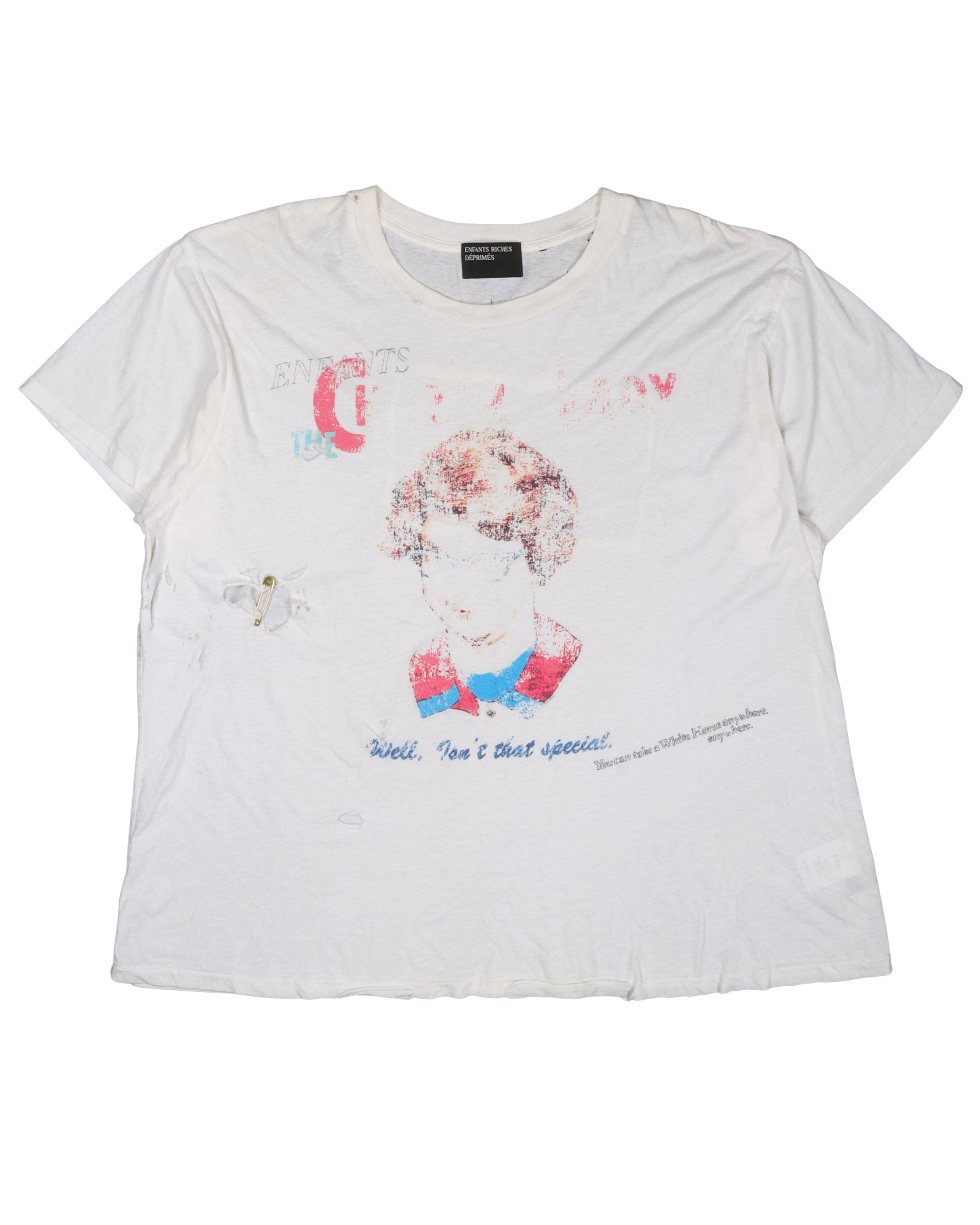 Unique 1 of 1 Henri Hand Drawn Graphic T-Shirt with Gold Safety Pin - Vintage Inspired Art Tee for Casual Wear & Street Style Fashion