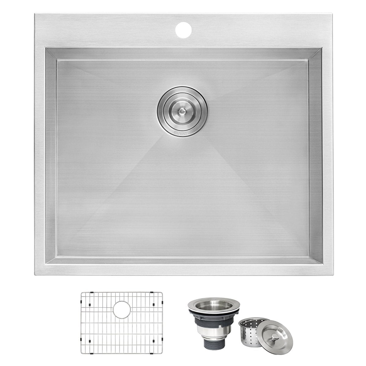 25 Inch Topmount Laundry Utility Sink - 16 Gauge Stainless Steel Deep Basin for Heavy-Duty Washing, Cleaning & Soaking | Perfect for Laundry Rooms, Garages & Commercial Use